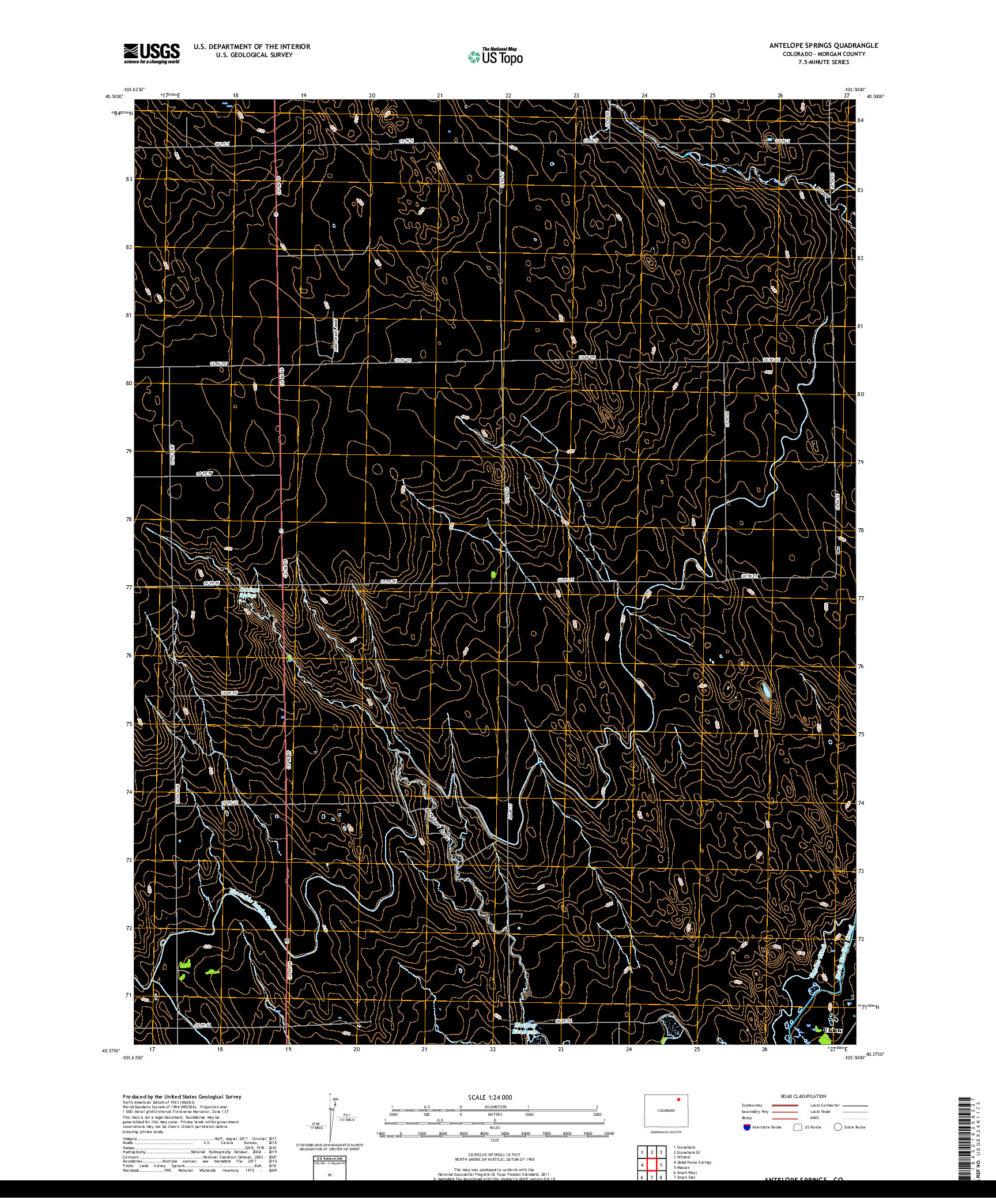 USGS US TOPO 7.5-MINUTE MAP FOR ANTELOPE SPRINGS, CO 2019