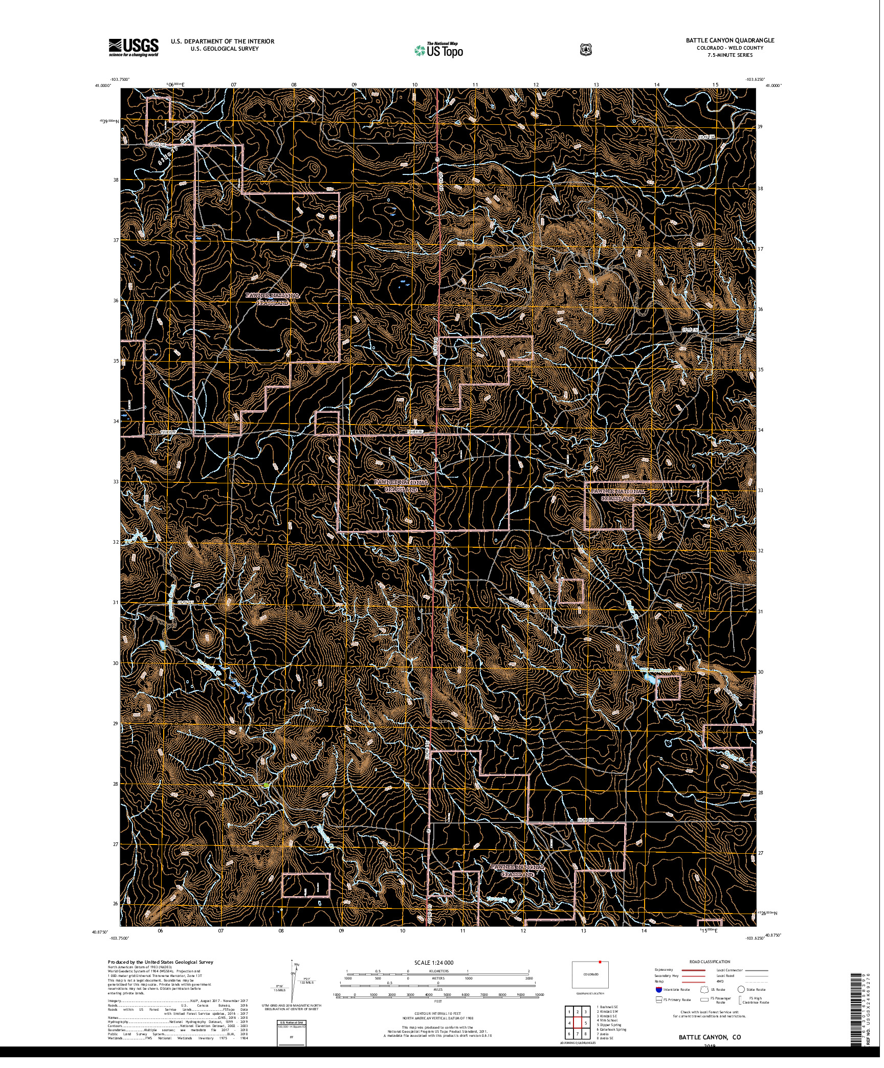USGS US TOPO 7.5-MINUTE MAP FOR BATTLE CANYON, CO 2019