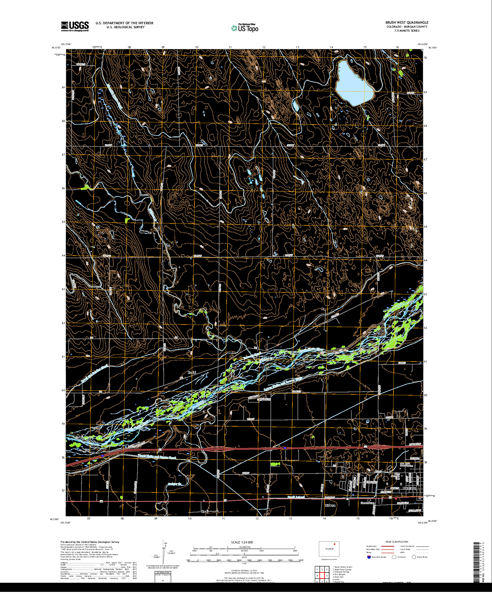 USGS US TOPO 7.5-MINUTE MAP FOR BRUSH WEST, CO 2019