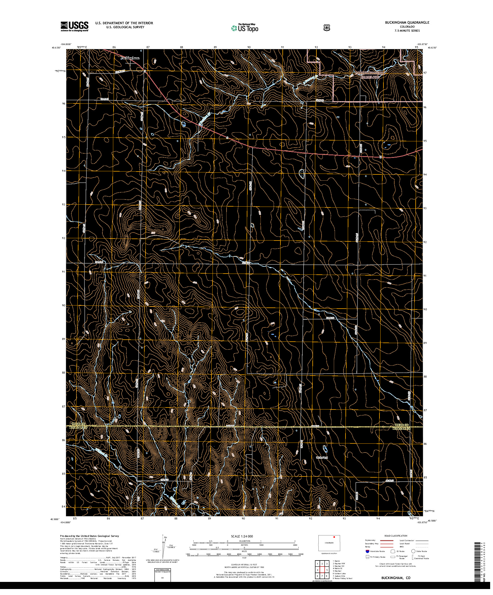 USGS US TOPO 7.5-MINUTE MAP FOR BUCKINGHAM, CO 2019