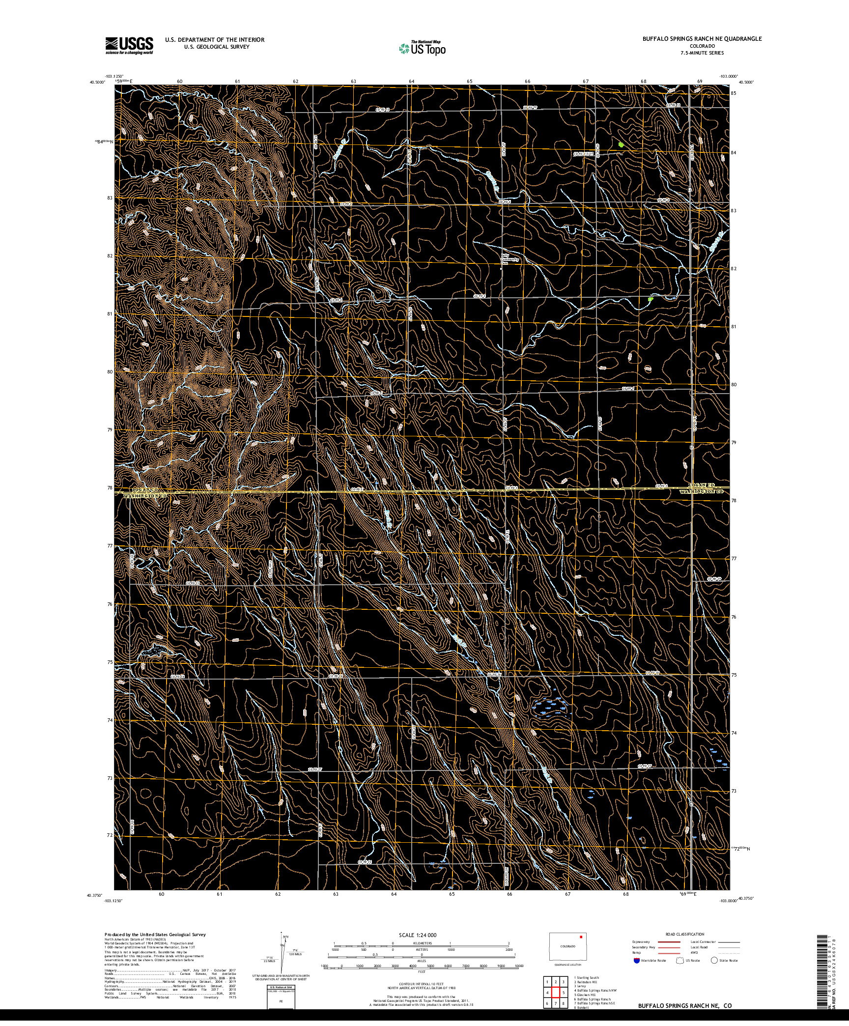 USGS US TOPO 7.5-MINUTE MAP FOR BUFFALO SPRINGS RANCH NE, CO 2019