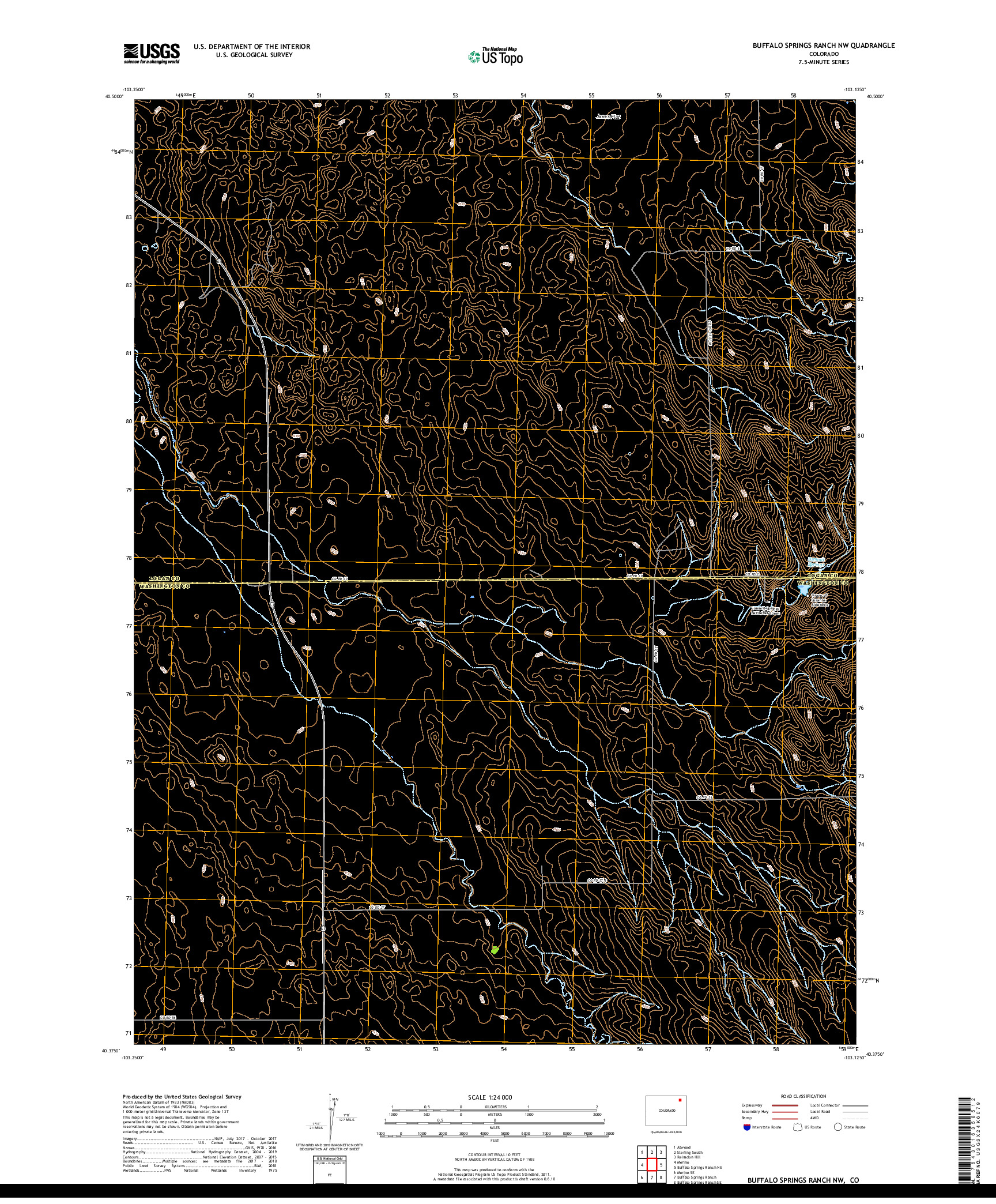 USGS US TOPO 7.5-MINUTE MAP FOR BUFFALO SPRINGS RANCH NW, CO 2019