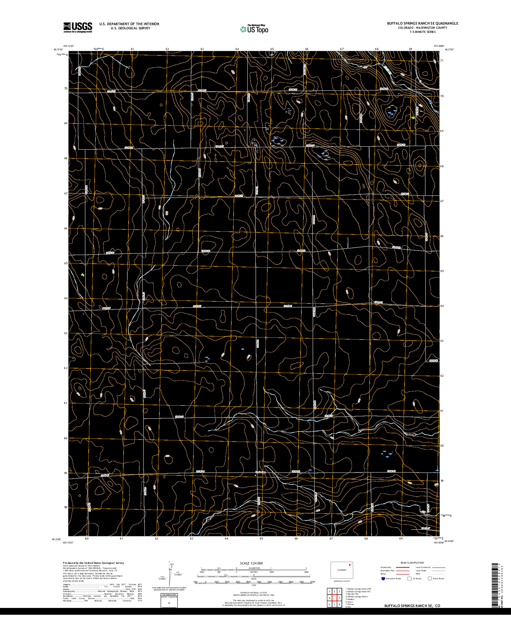 USGS US TOPO 7.5-MINUTE MAP FOR BUFFALO SPRINGS RANCH SE, CO 2019