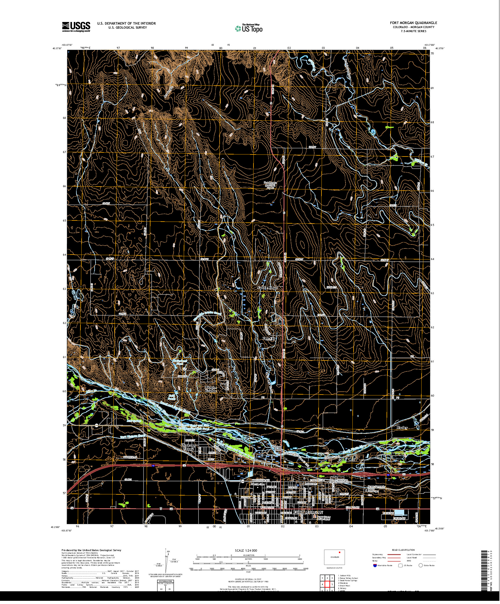 USGS US TOPO 7.5-MINUTE MAP FOR FORT MORGAN, CO 2019