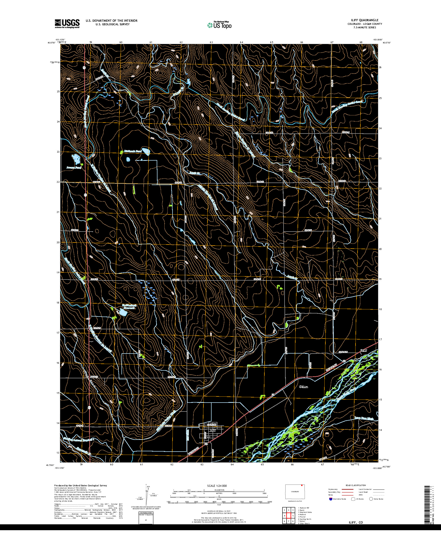 USGS US TOPO 7.5-MINUTE MAP FOR ILIFF, CO 2019