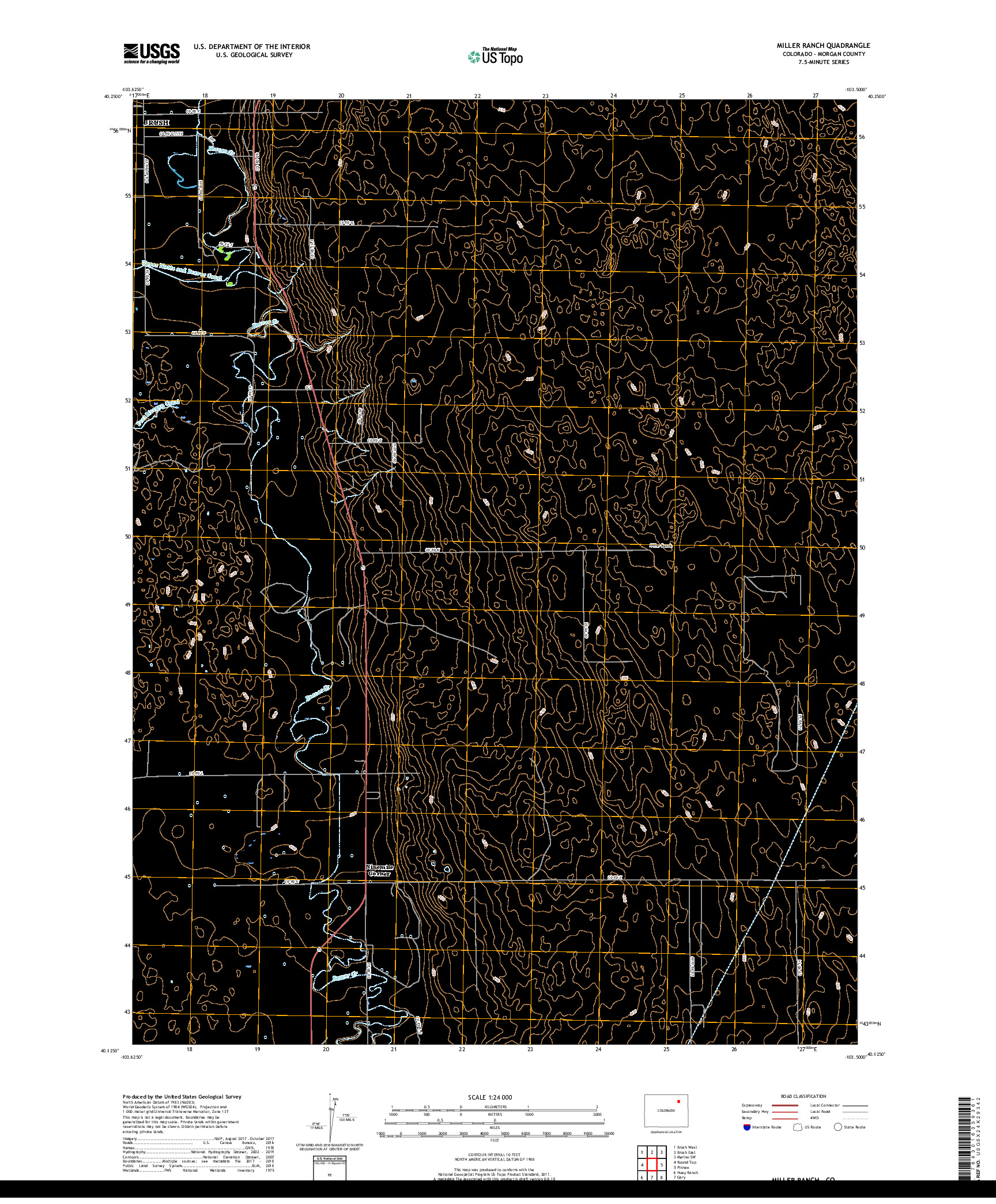 USGS US TOPO 7.5-MINUTE MAP FOR MILLER RANCH, CO 2019