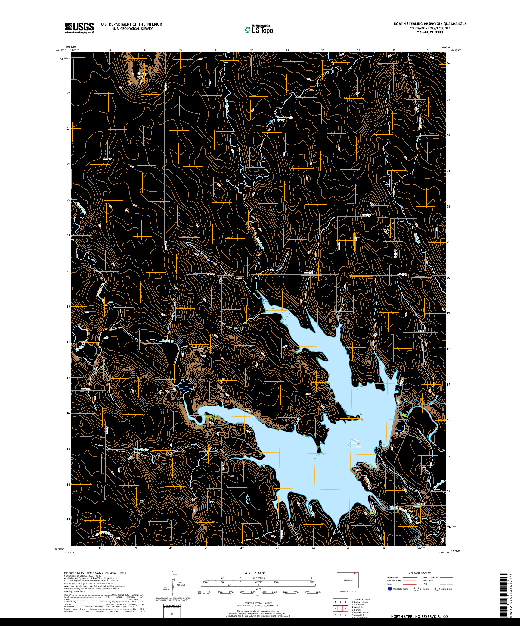 USGS US TOPO 7.5-MINUTE MAP FOR NORTH STERLING RESERVOIR, CO 2019