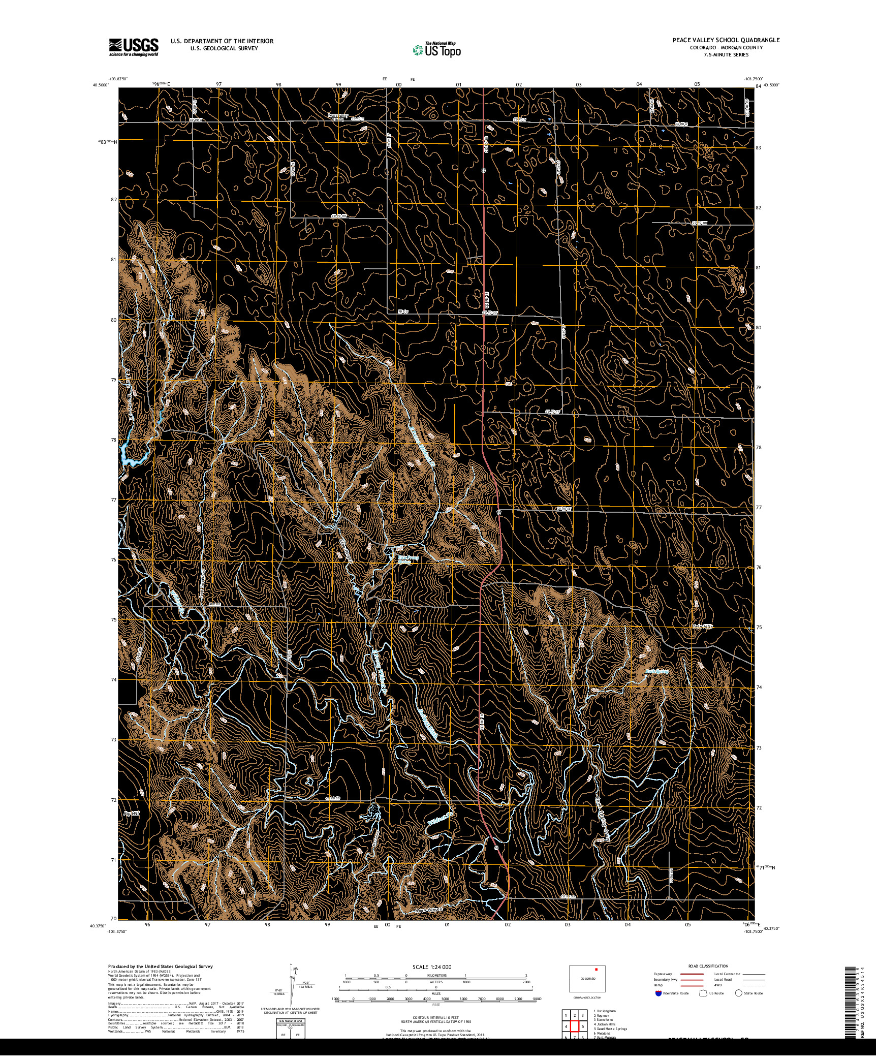 USGS US TOPO 7.5-MINUTE MAP FOR PEACE VALLEY SCHOOL, CO 2019