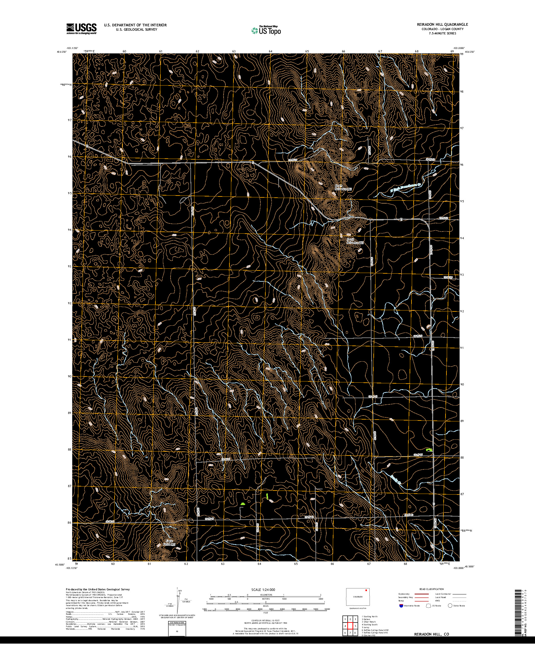 USGS US TOPO 7.5-MINUTE MAP FOR REIRADON HILL, CO 2019