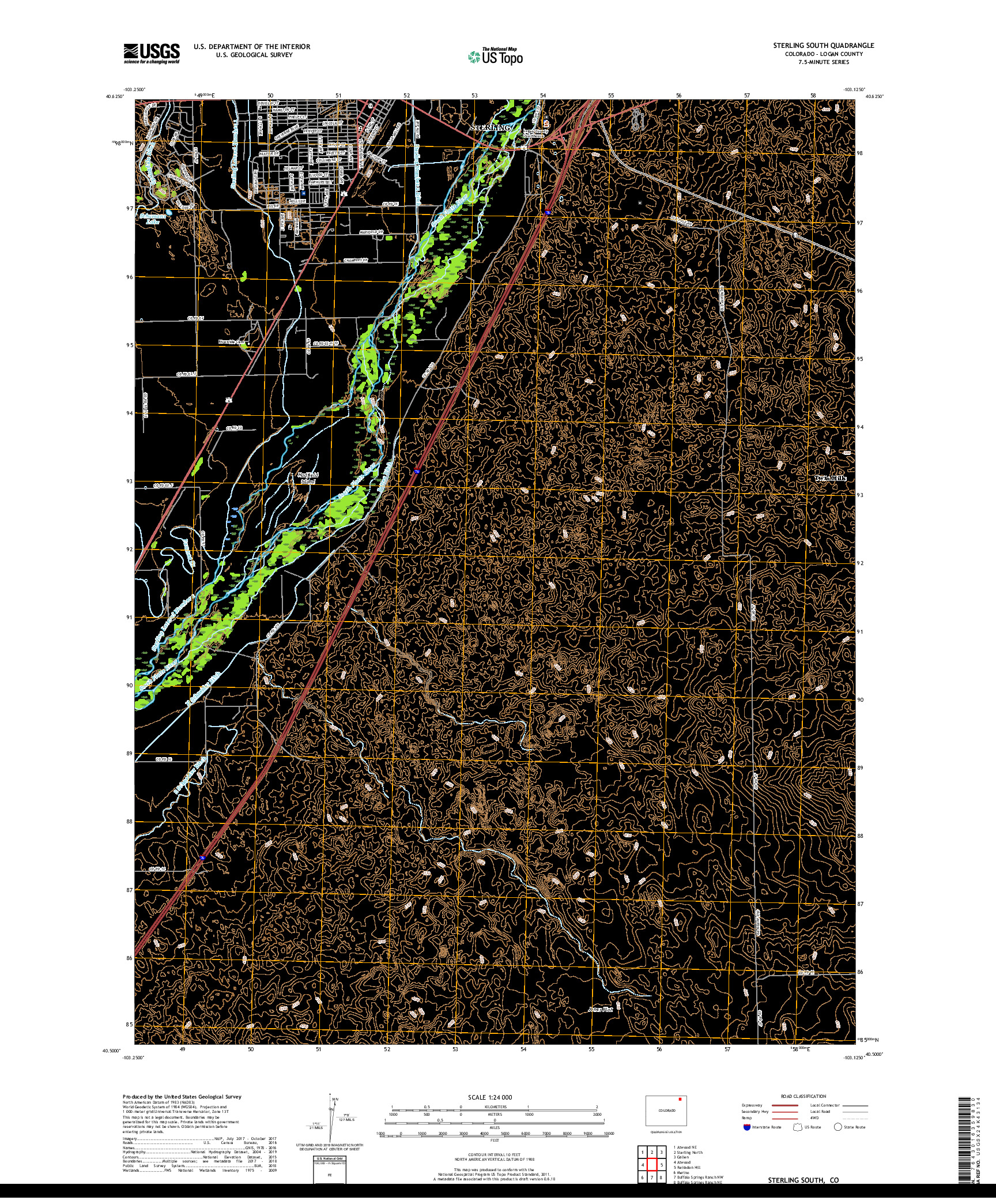 USGS US TOPO 7.5-MINUTE MAP FOR STERLING SOUTH, CO 2019