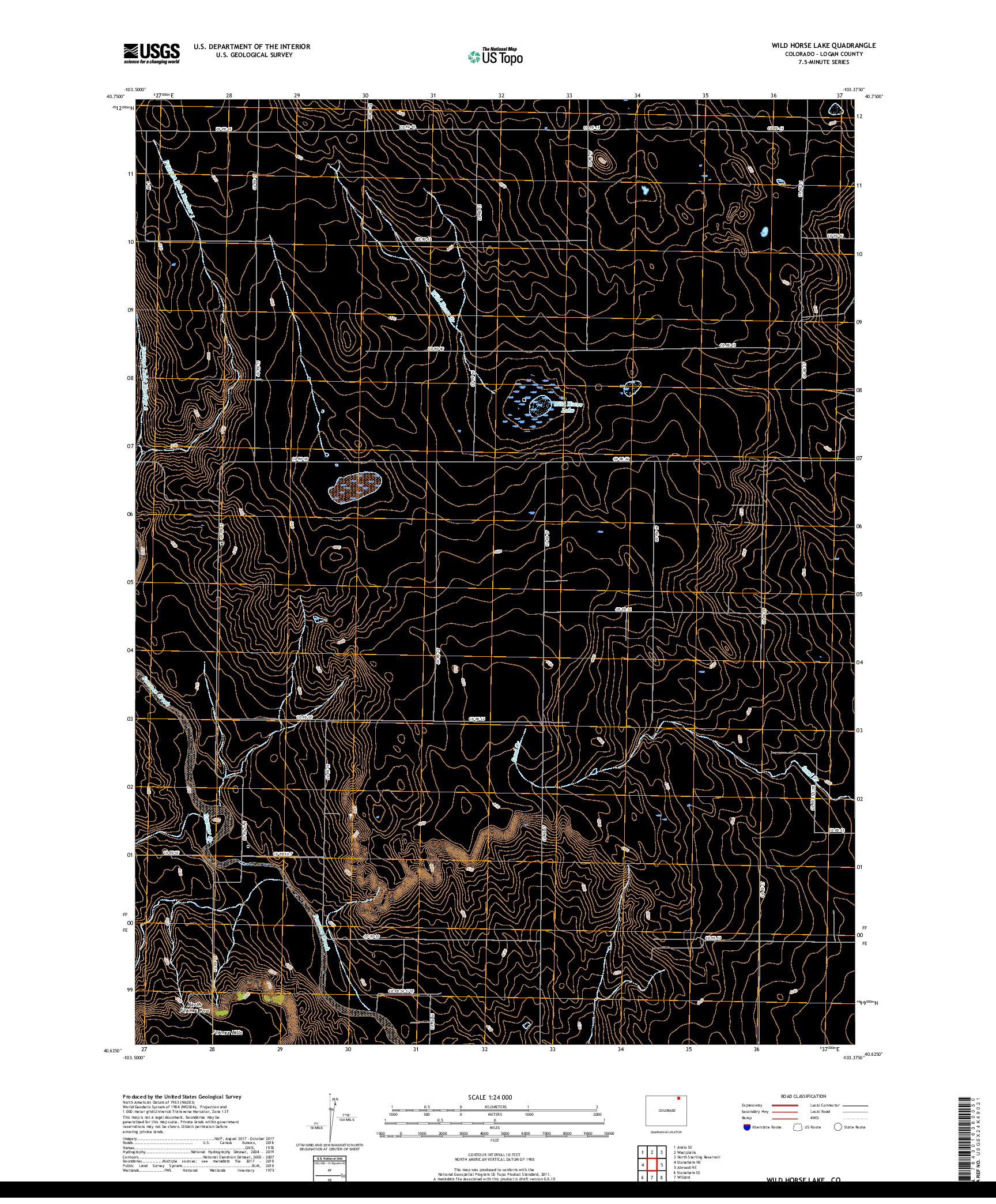 USGS US TOPO 7.5-MINUTE MAP FOR WILD HORSE LAKE, CO 2019