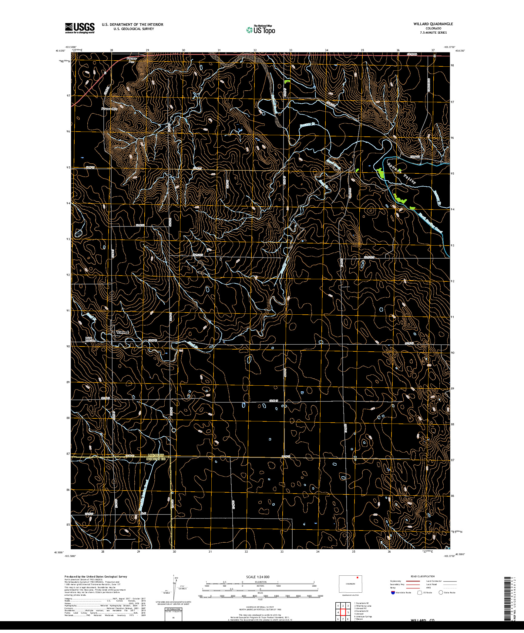 USGS US TOPO 7.5-MINUTE MAP FOR WILLARD, CO 2019