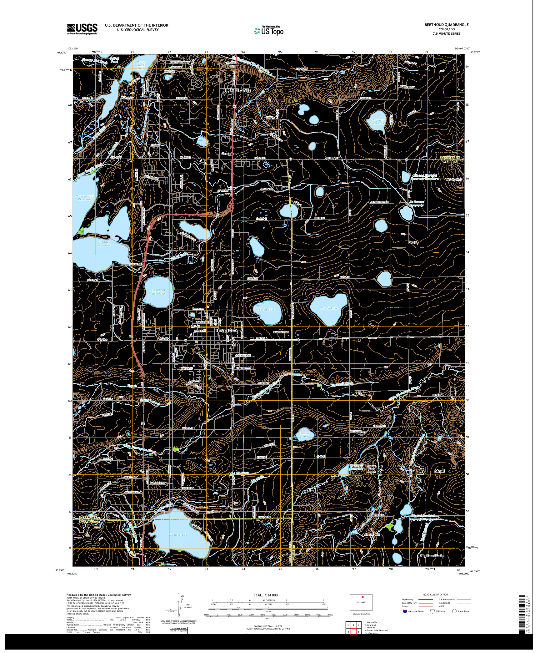 USGS US TOPO 7.5-MINUTE MAP FOR BERTHOUD, CO 2019