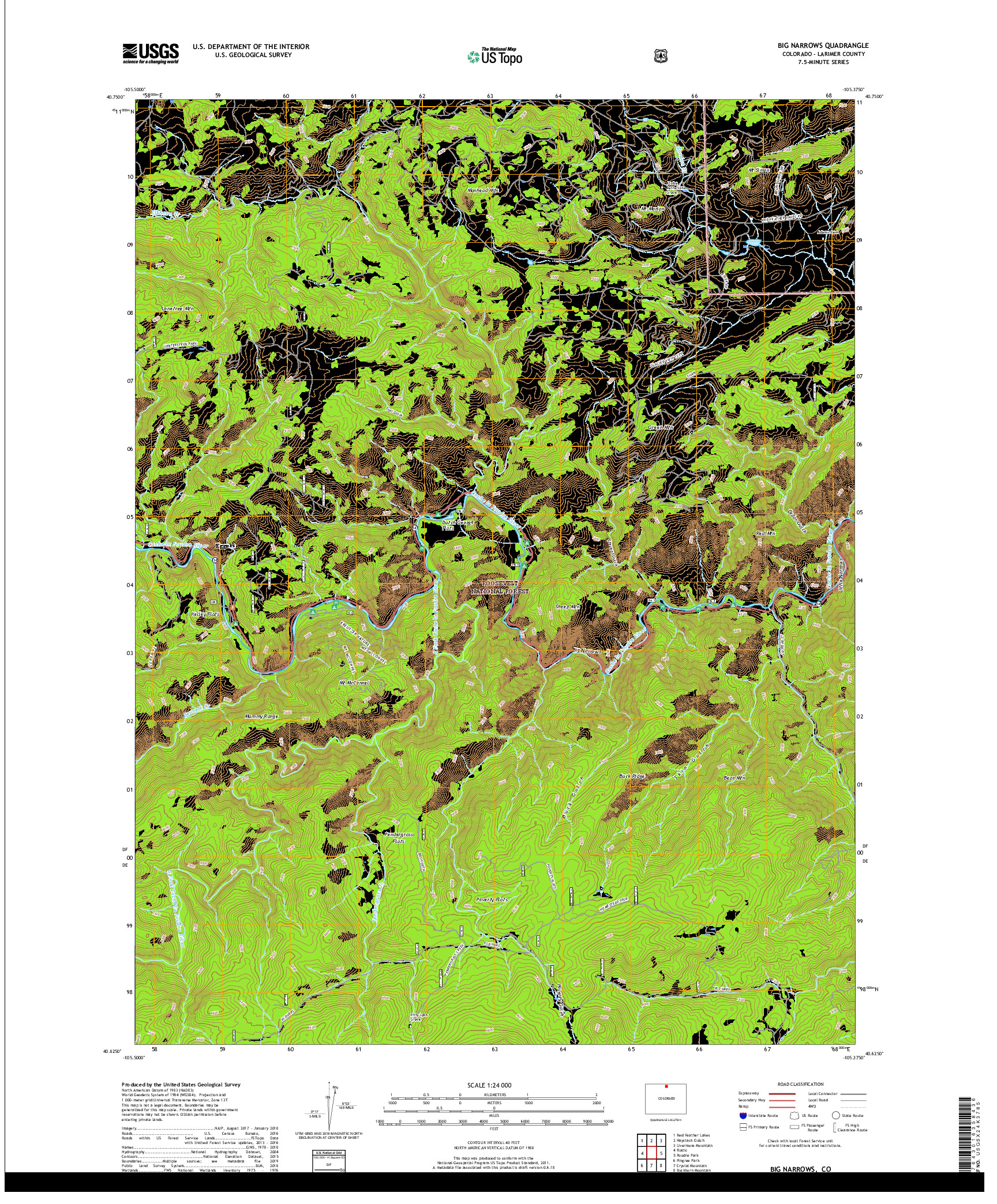 USGS US TOPO 7.5-MINUTE MAP FOR BIG NARROWS, CO 2019