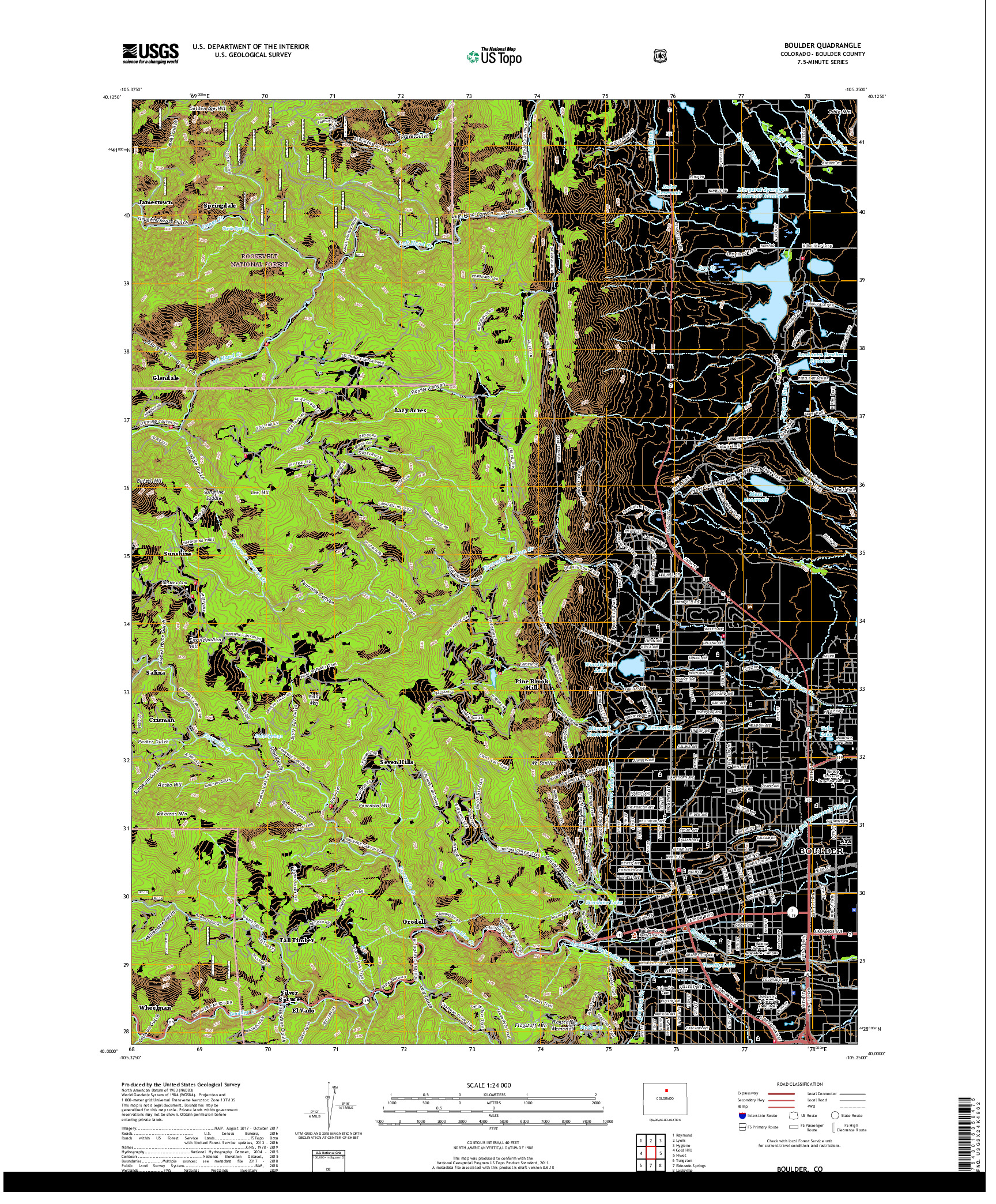 USGS US TOPO 7.5-MINUTE MAP FOR BOULDER, CO 2019