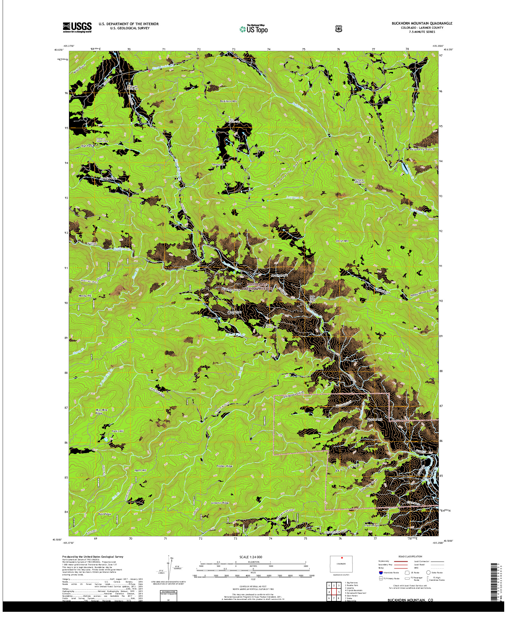 USGS US TOPO 7.5-MINUTE MAP FOR BUCKHORN MOUNTAIN, CO 2019