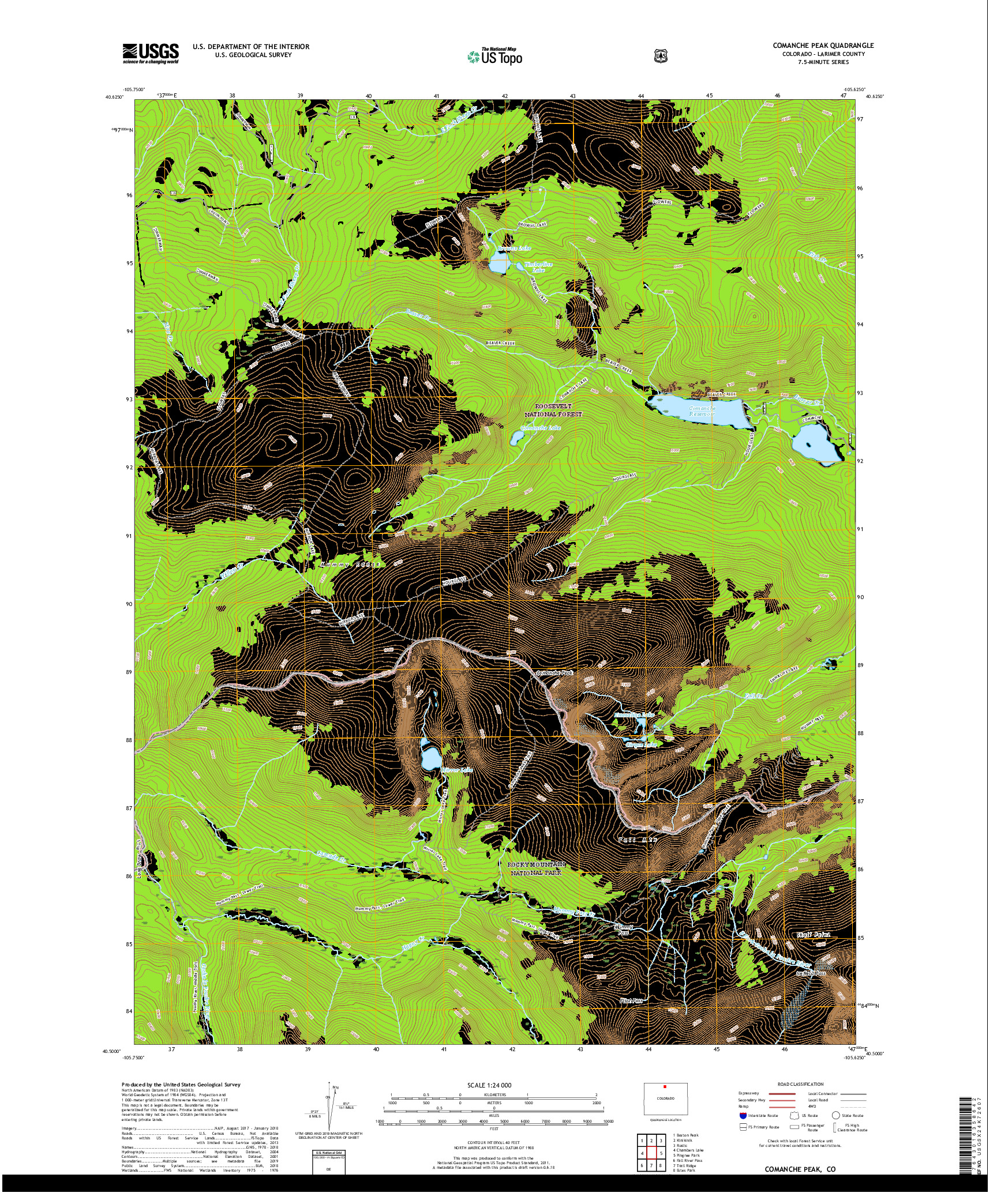 USGS US TOPO 7.5-MINUTE MAP FOR COMANCHE PEAK, CO 2019