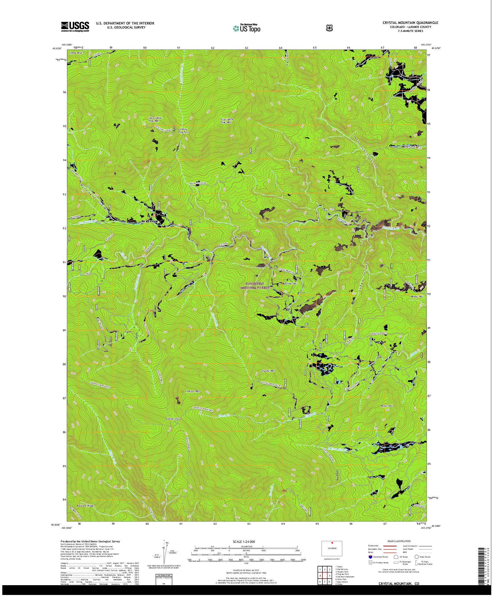 USGS US TOPO 7.5-MINUTE MAP FOR CRYSTAL MOUNTAIN, CO 2019