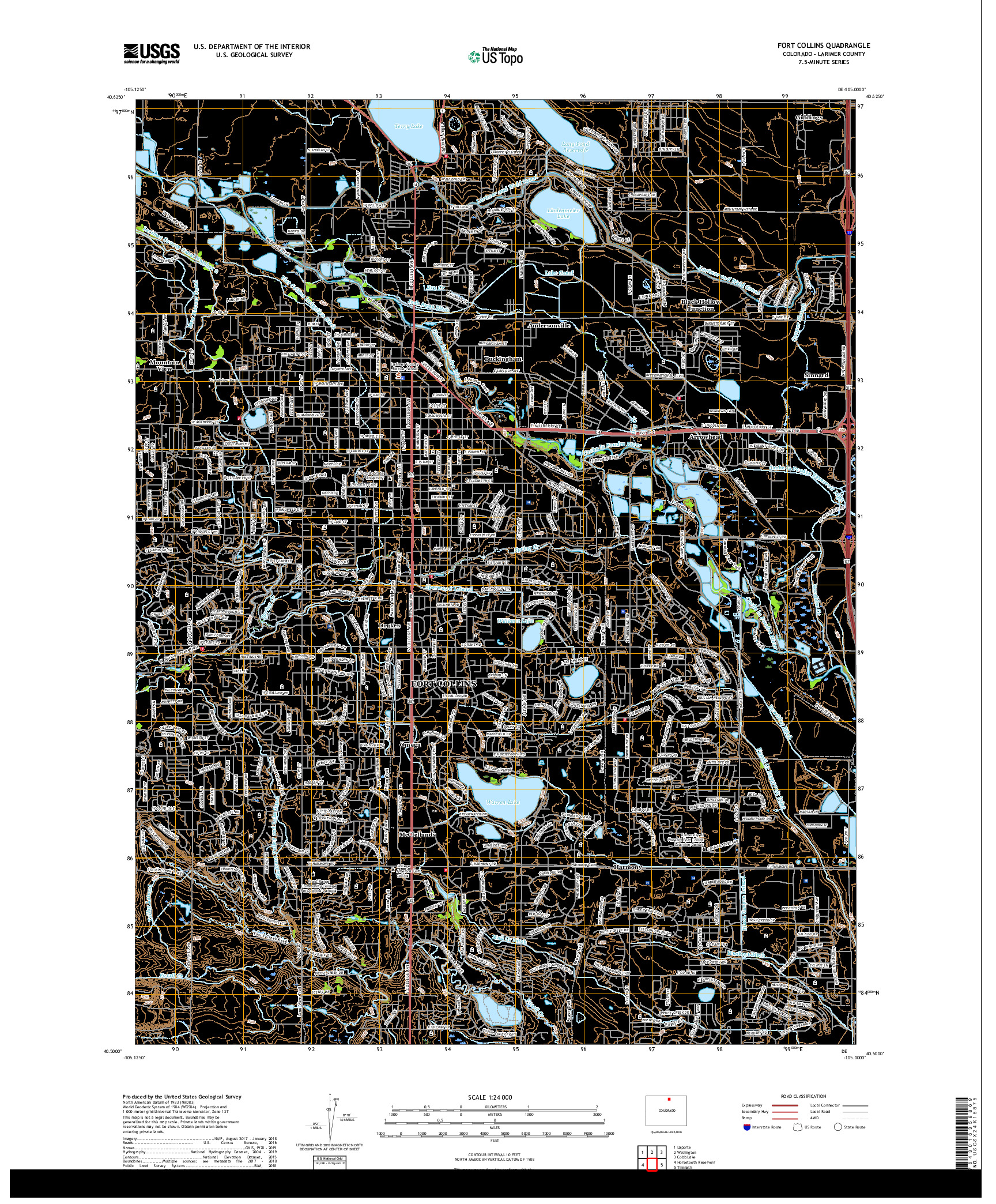 USGS US TOPO 7.5-MINUTE MAP FOR FORT COLLINS, CO 2019