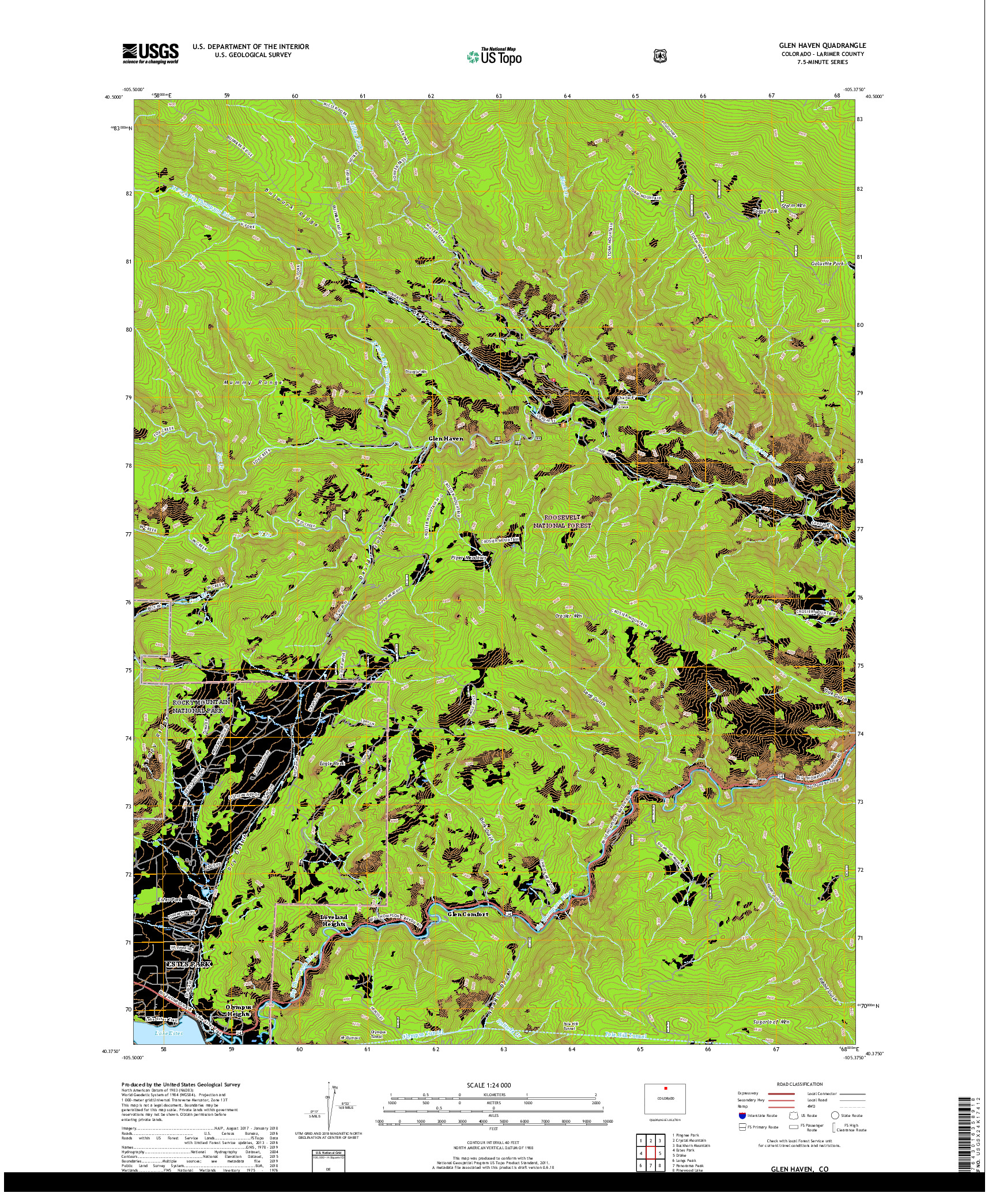 USGS US TOPO 7.5-MINUTE MAP FOR GLEN HAVEN, CO 2019
