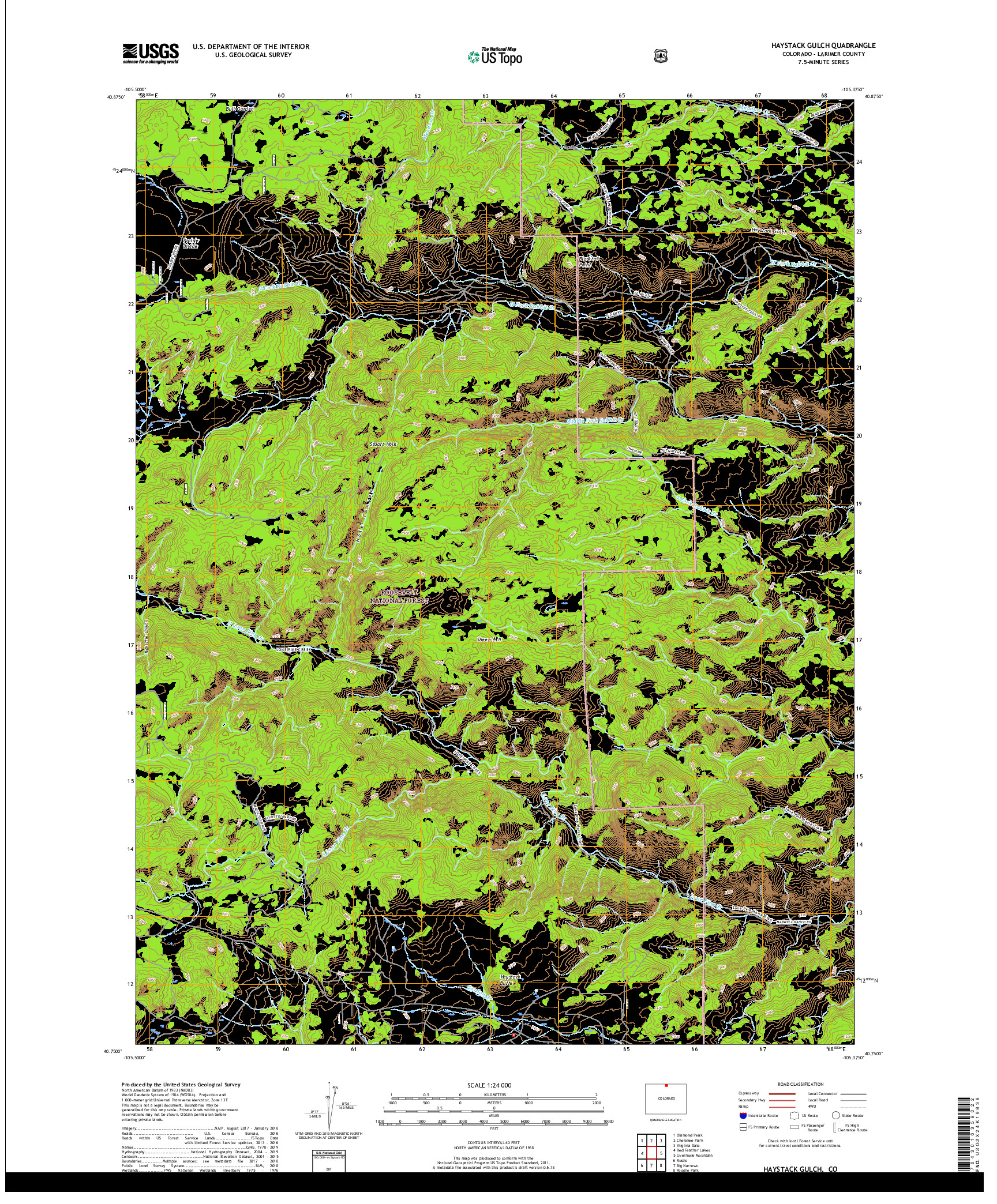 USGS US TOPO 7.5-MINUTE MAP FOR HAYSTACK GULCH, CO 2019