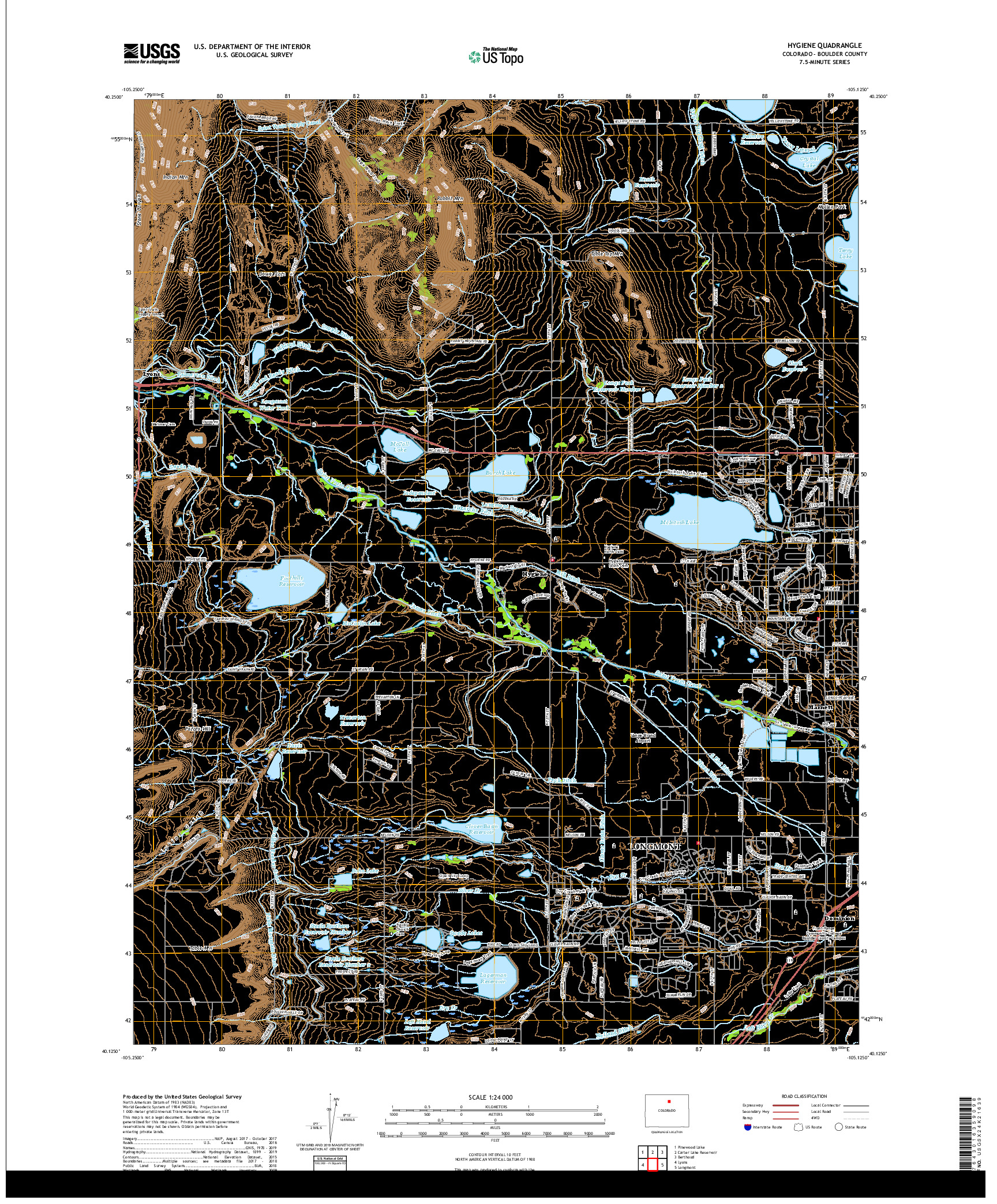 USGS US TOPO 7.5-MINUTE MAP FOR HYGIENE, CO 2019