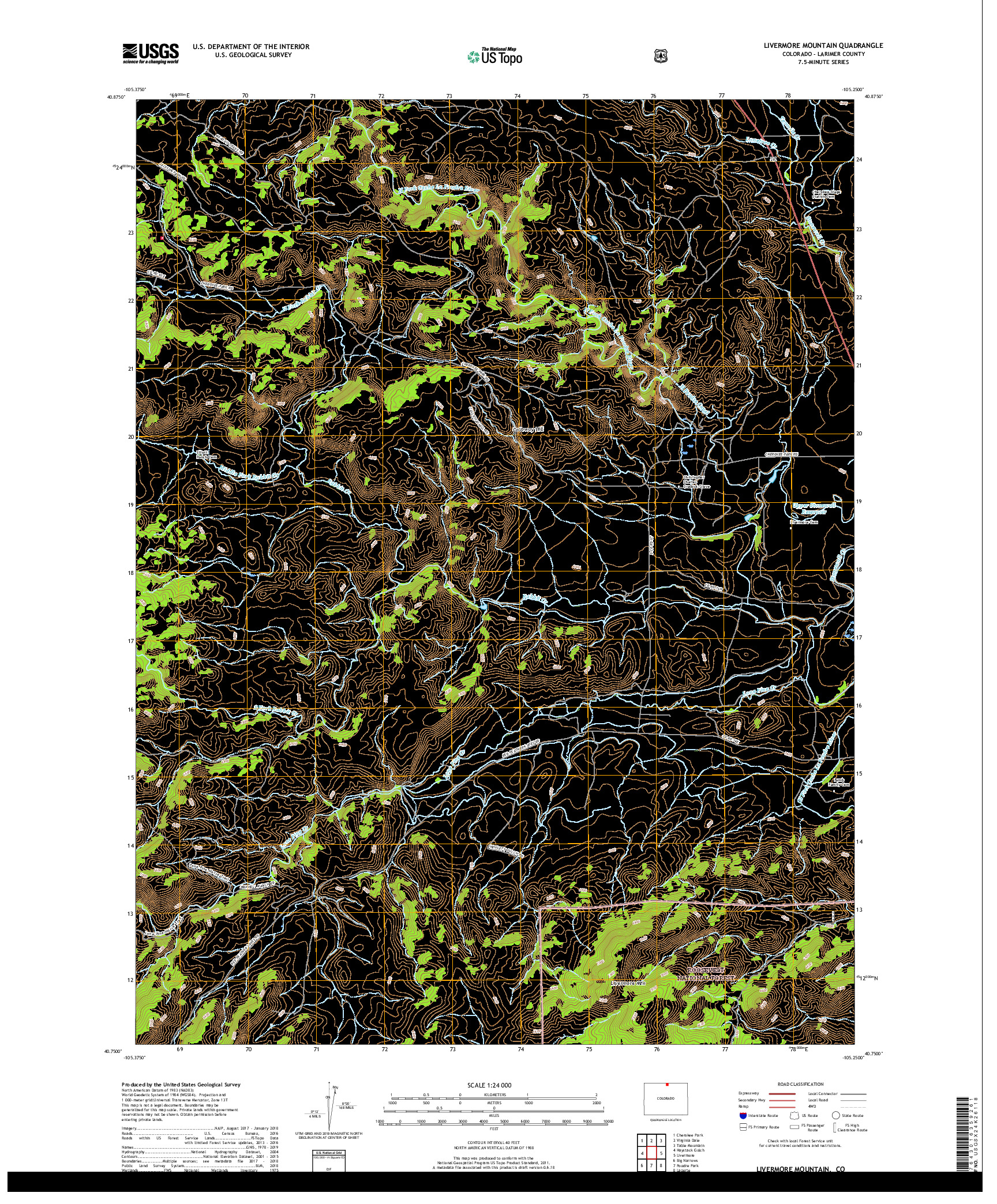 USGS US TOPO 7.5-MINUTE MAP FOR LIVERMORE MOUNTAIN, CO 2019