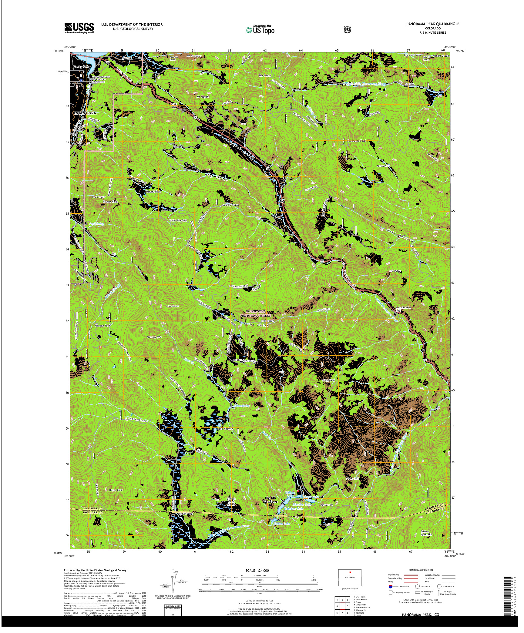 USGS US TOPO 7.5-MINUTE MAP FOR PANORAMA PEAK, CO 2019