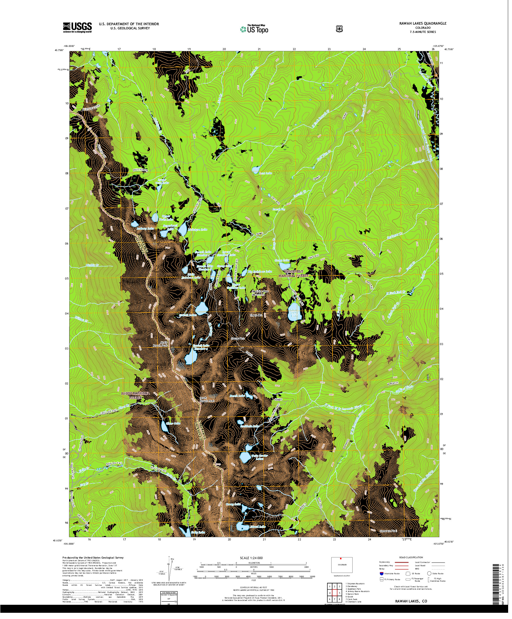 USGS US TOPO 7.5-MINUTE MAP FOR RAWAH LAKES, CO 2019