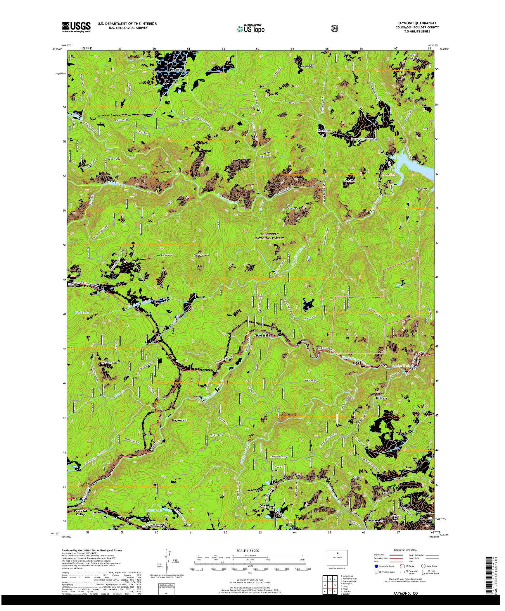 USGS US TOPO 7.5-MINUTE MAP FOR RAYMOND, CO 2019