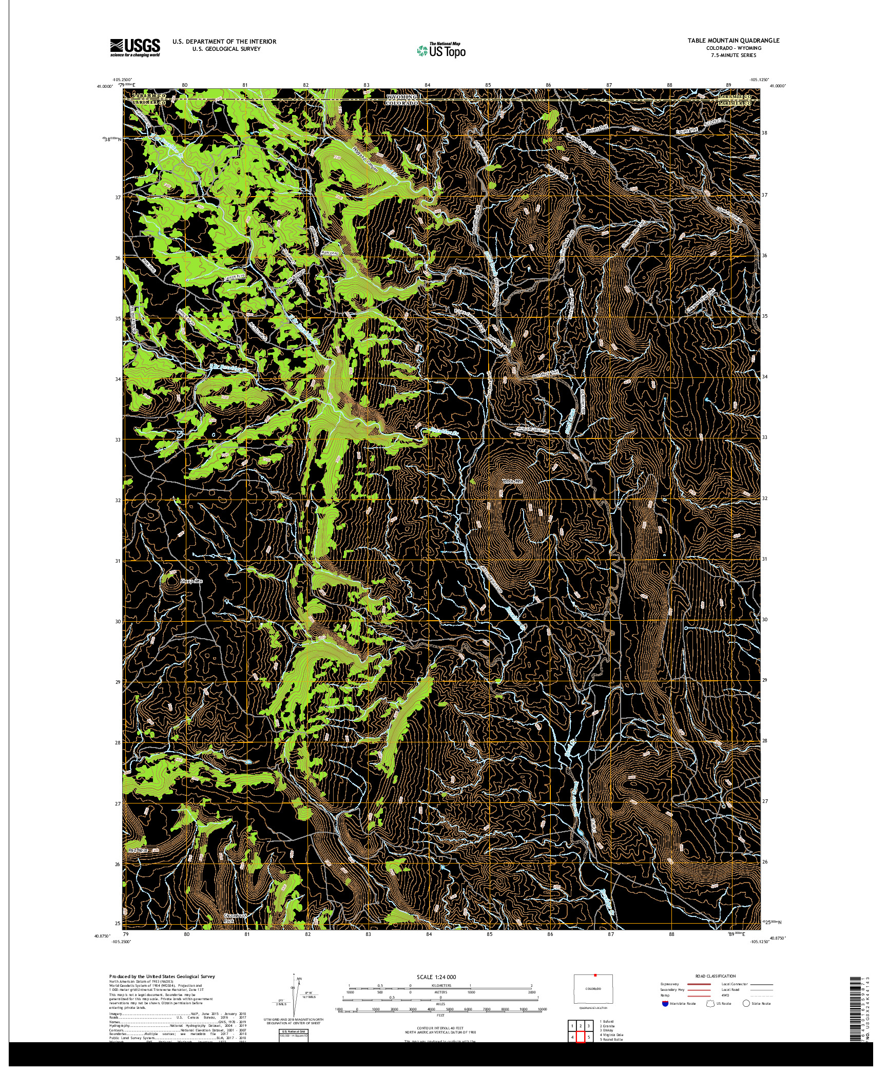 USGS US TOPO 7.5-MINUTE MAP FOR TABLE MOUNTAIN, CO,WY 2019