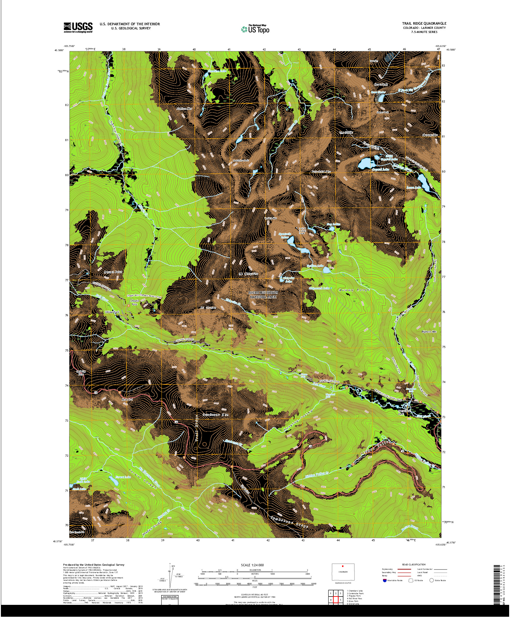 USGS US TOPO 7.5-MINUTE MAP FOR TRAIL RIDGE, CO 2019