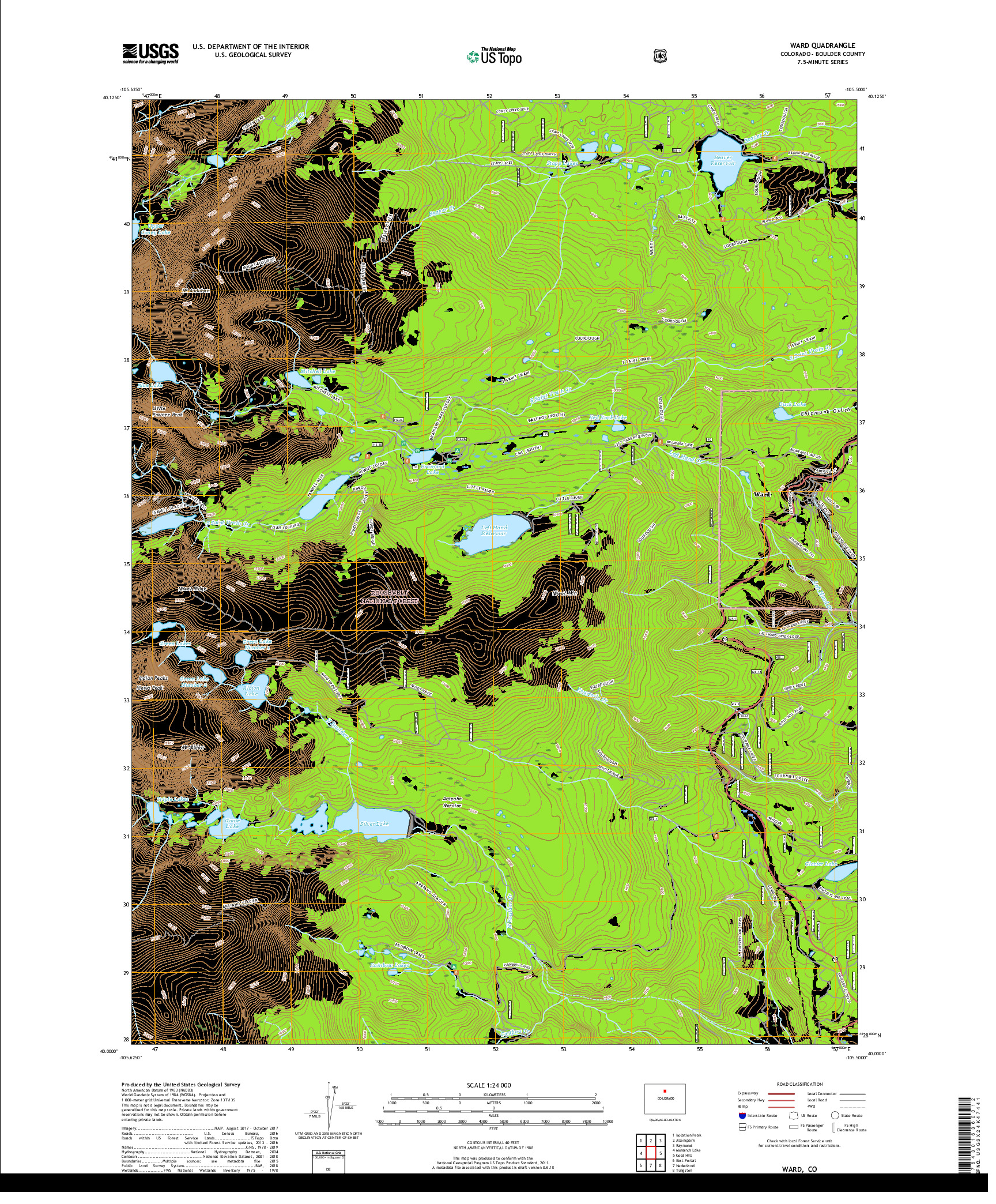 USGS US TOPO 7.5-MINUTE MAP FOR WARD, CO 2019