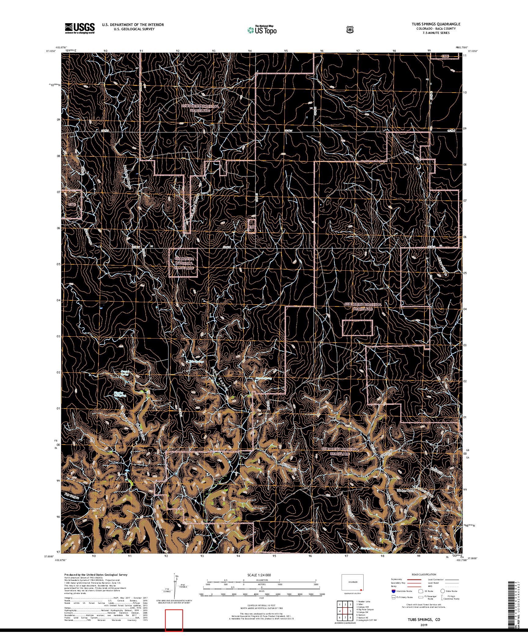 USGS US TOPO 7.5-MINUTE MAP FOR TUBS SPRINGS, CO 2019