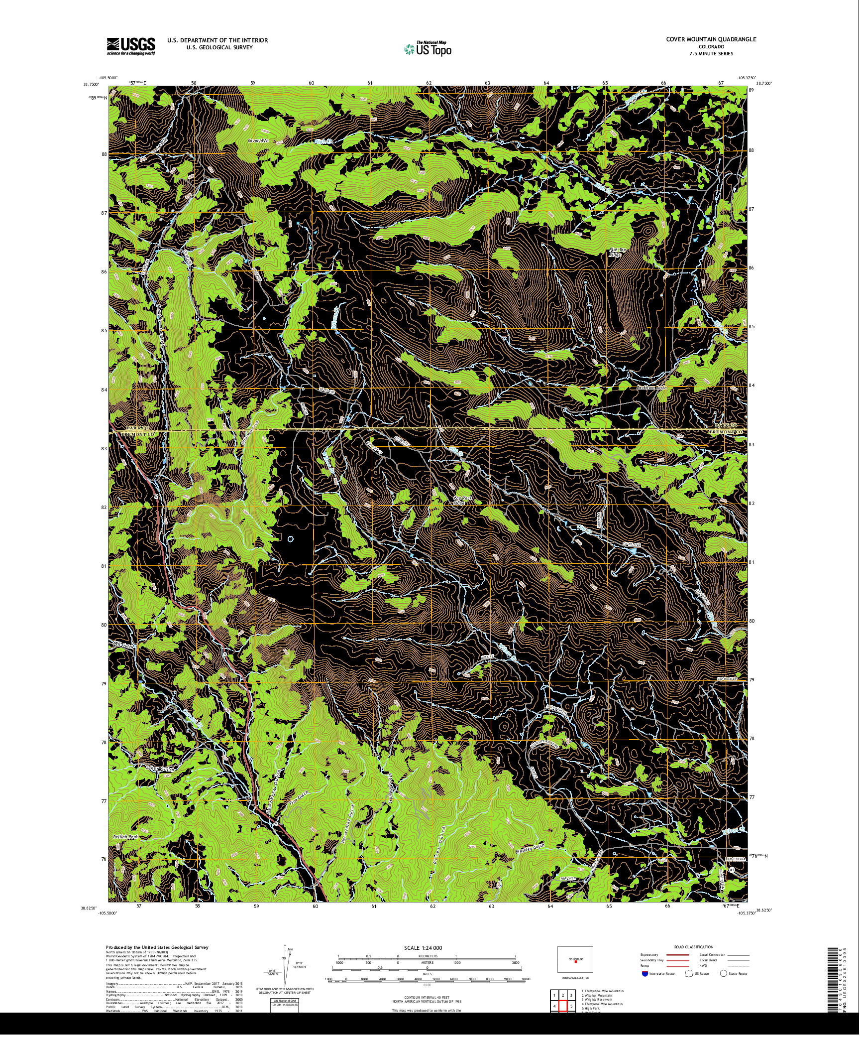 USGS US TOPO 7.5-MINUTE MAP FOR COVER MOUNTAIN, CO 2019