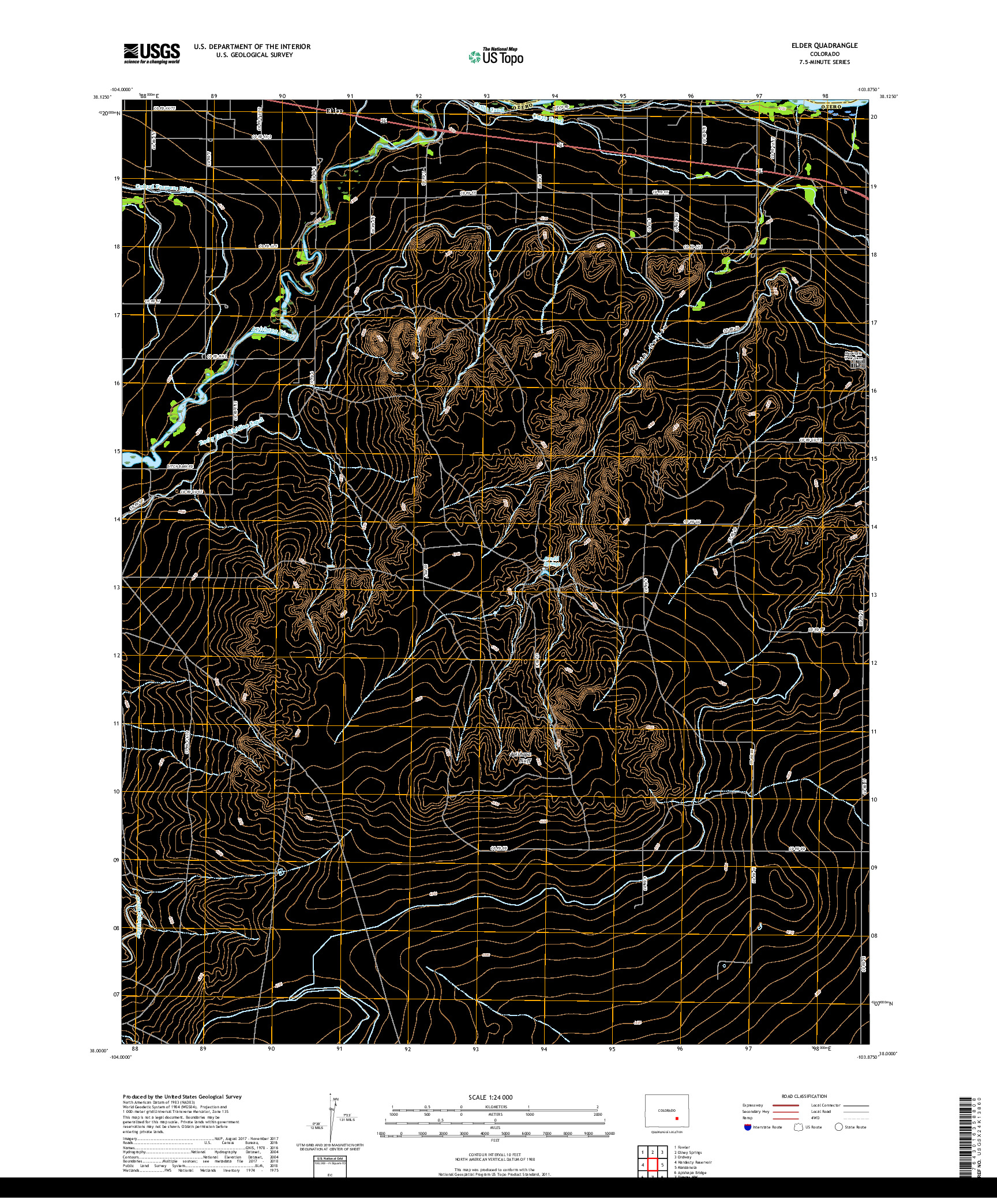 USGS US TOPO 7.5-MINUTE MAP FOR ELDER, CO 2019