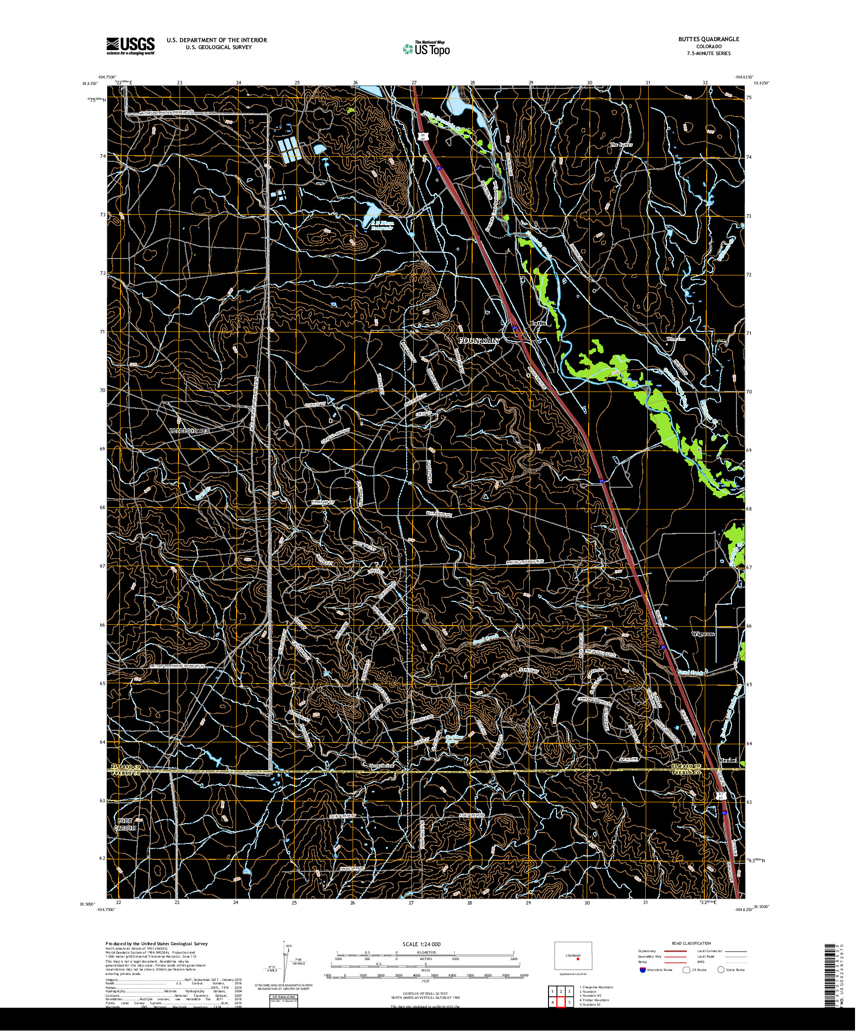 USGS US TOPO 7.5-MINUTE MAP FOR BUTTES, CO 2019