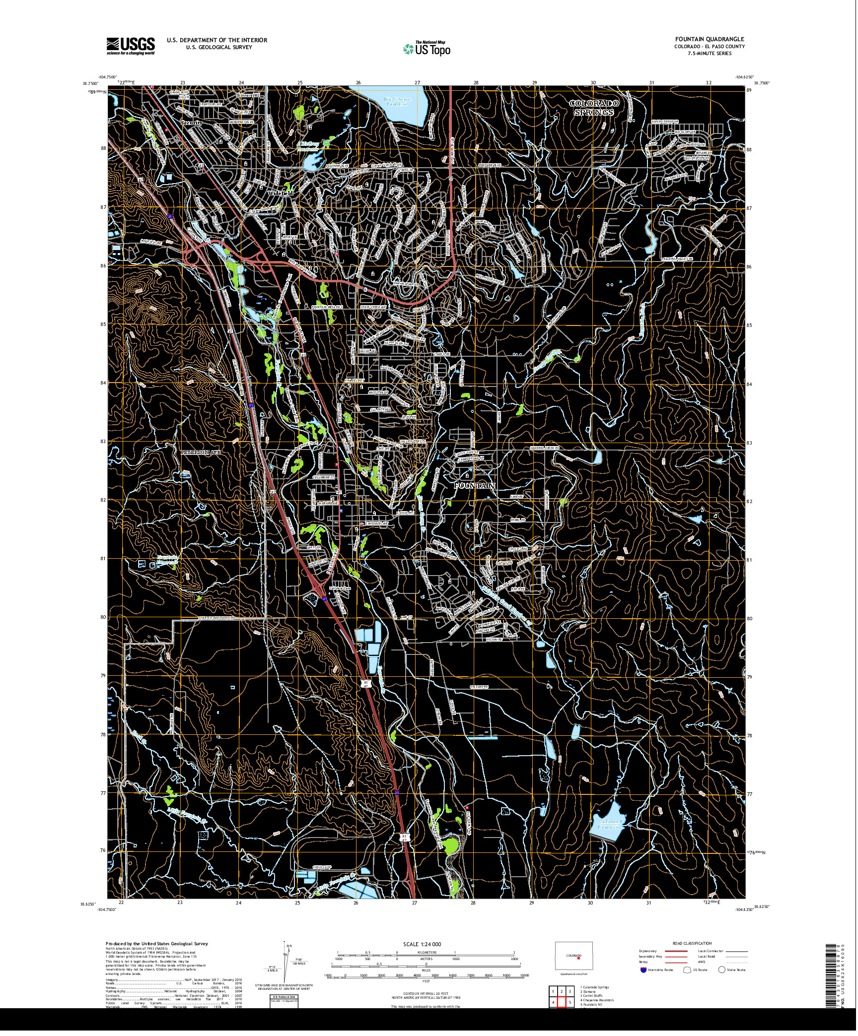 USGS US TOPO 7.5-MINUTE MAP FOR FOUNTAIN, CO 2019