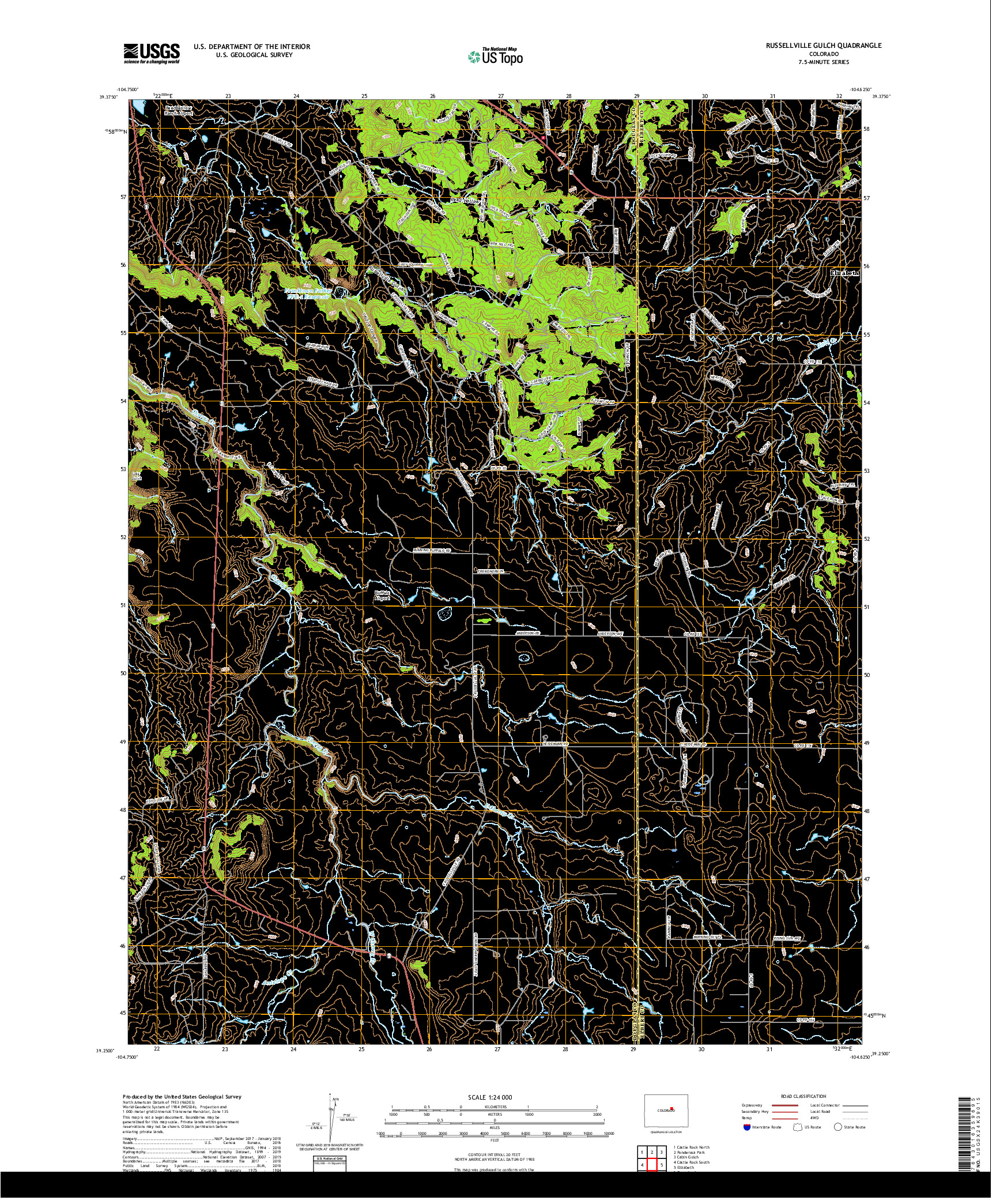 USGS US TOPO 7.5-MINUTE MAP FOR RUSSELLVILLE GULCH, CO 2019