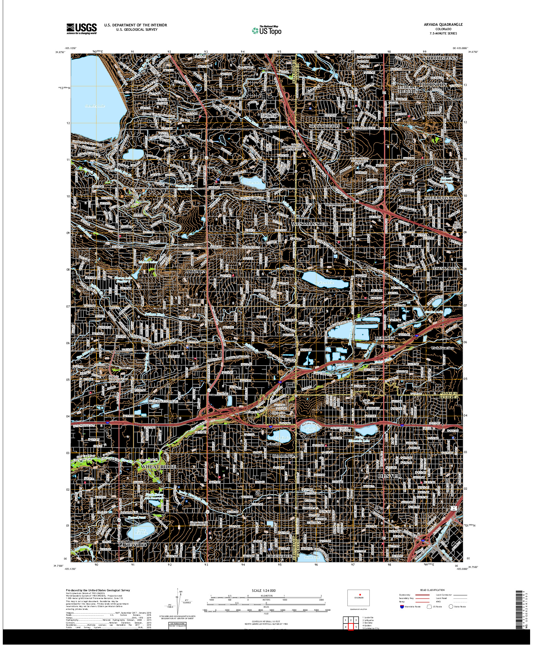 USGS US TOPO 7.5-MINUTE MAP FOR ARVADA, CO 2019