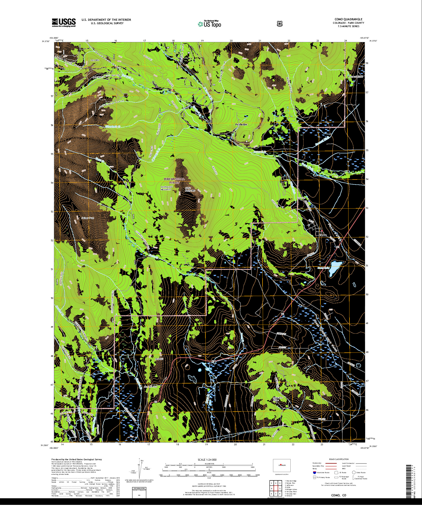 USGS US TOPO 7.5-MINUTE MAP FOR COMO, CO 2019