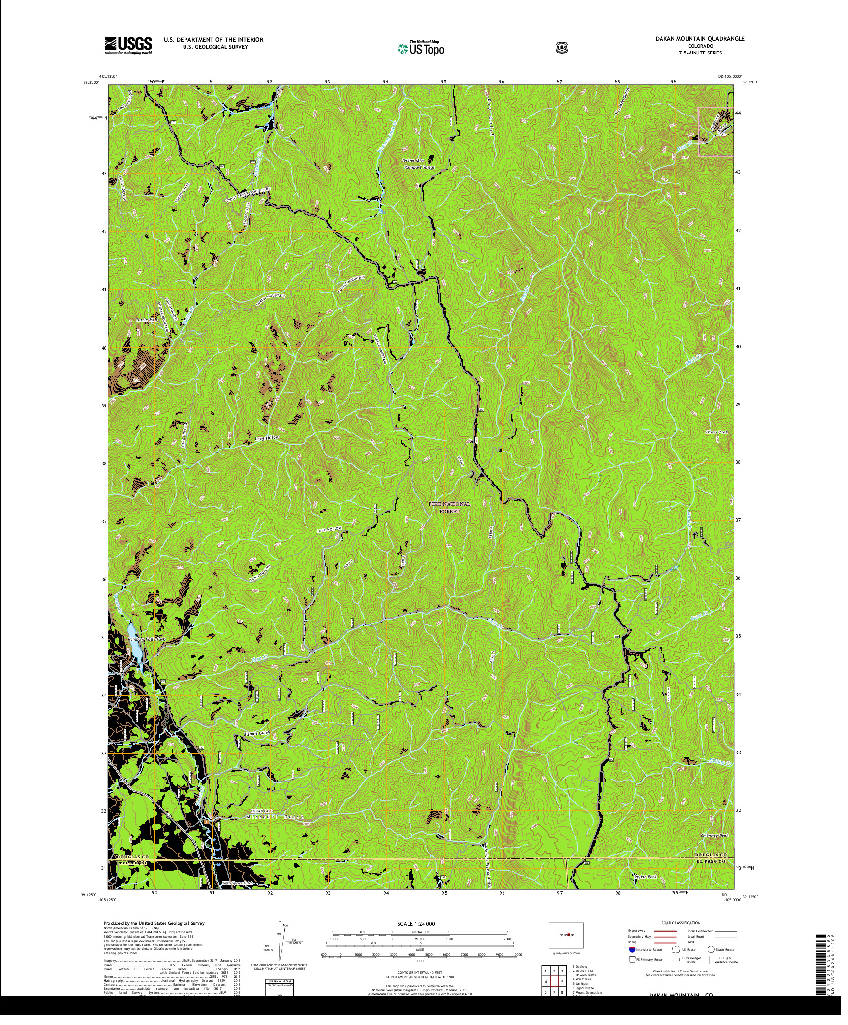 USGS US TOPO 7.5-MINUTE MAP FOR DAKAN MOUNTAIN, CO 2019
