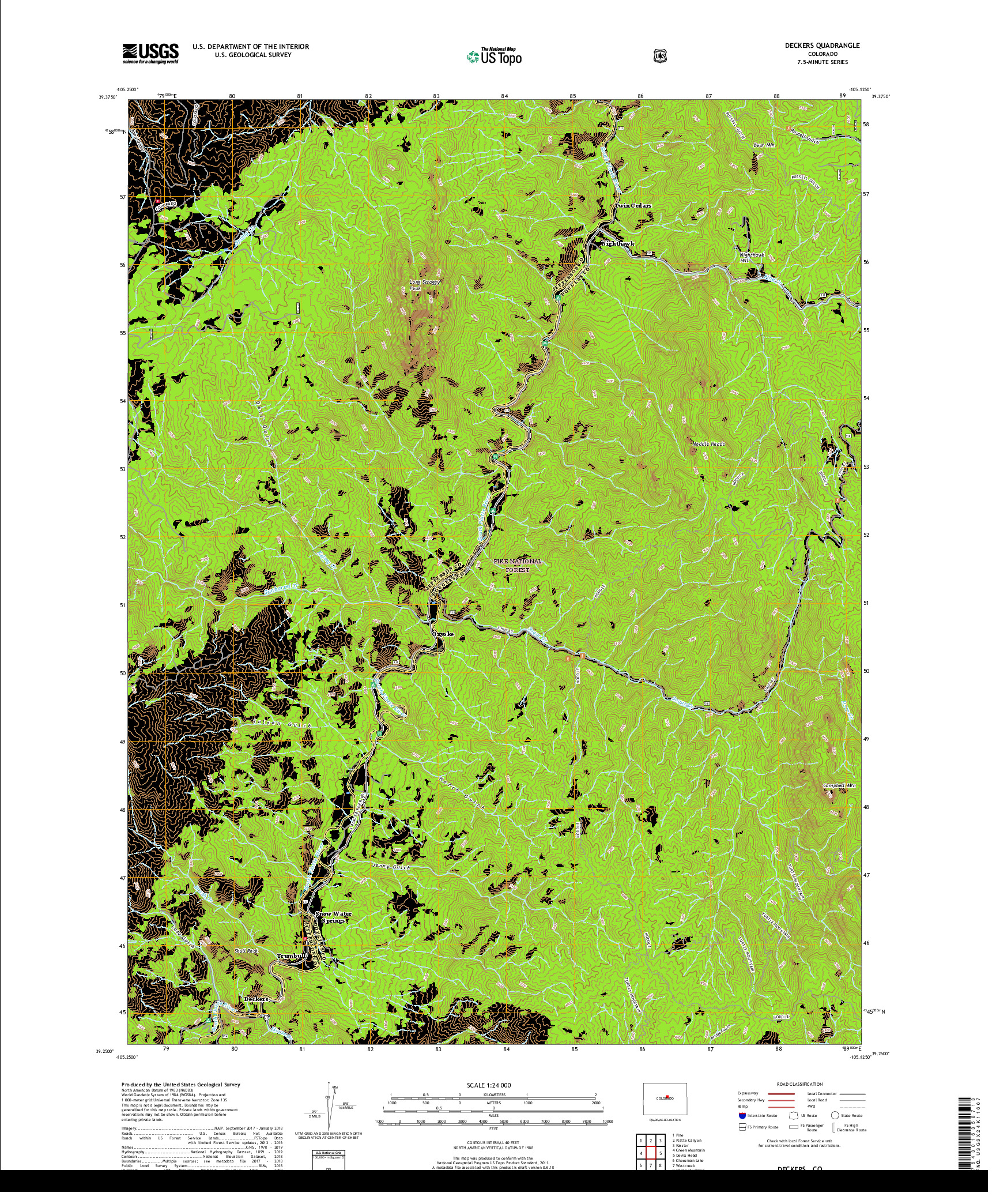 USGS US TOPO 7.5-MINUTE MAP FOR DECKERS, CO 2019