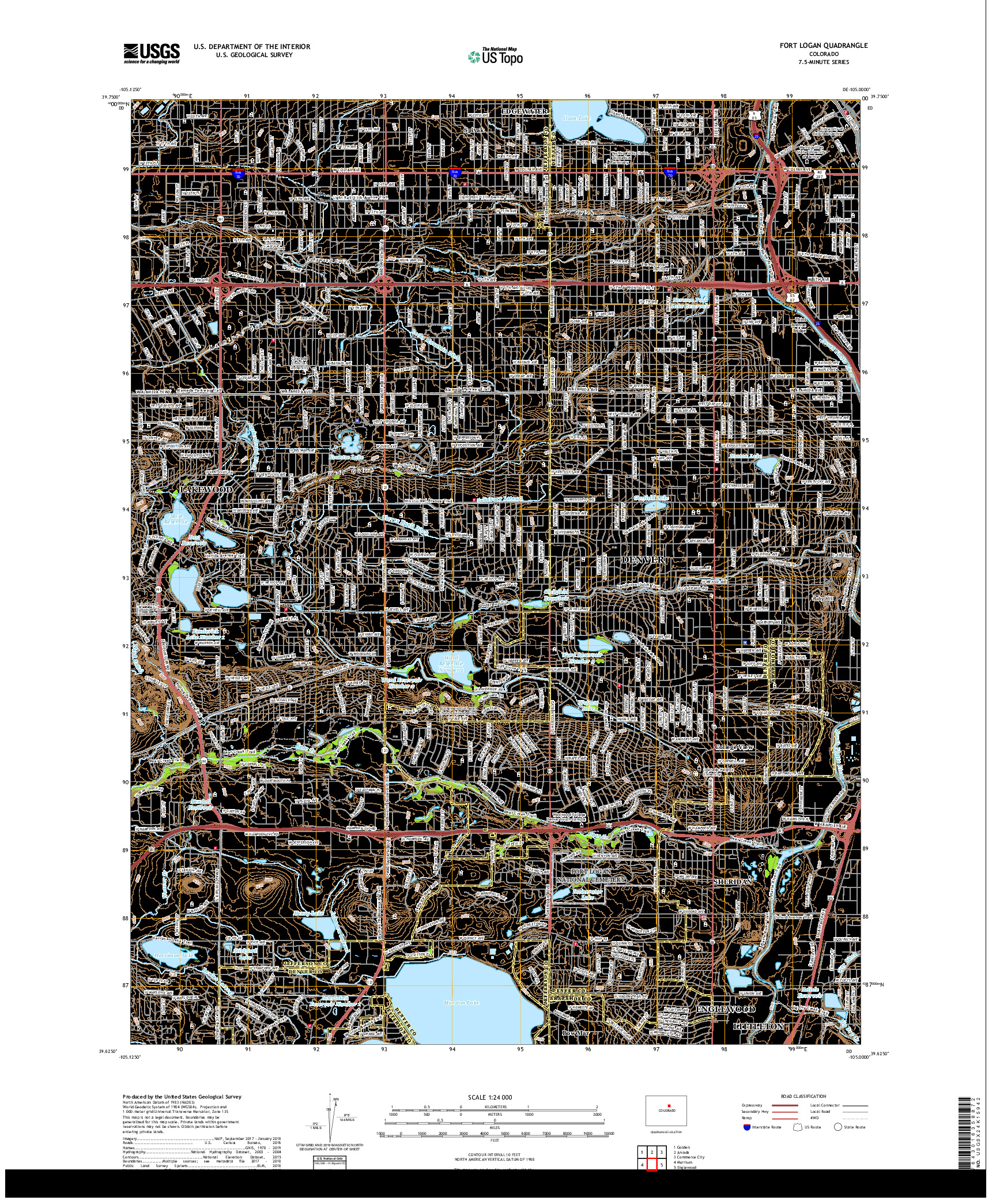 USGS US TOPO 7.5-MINUTE MAP FOR FORT LOGAN, CO 2019