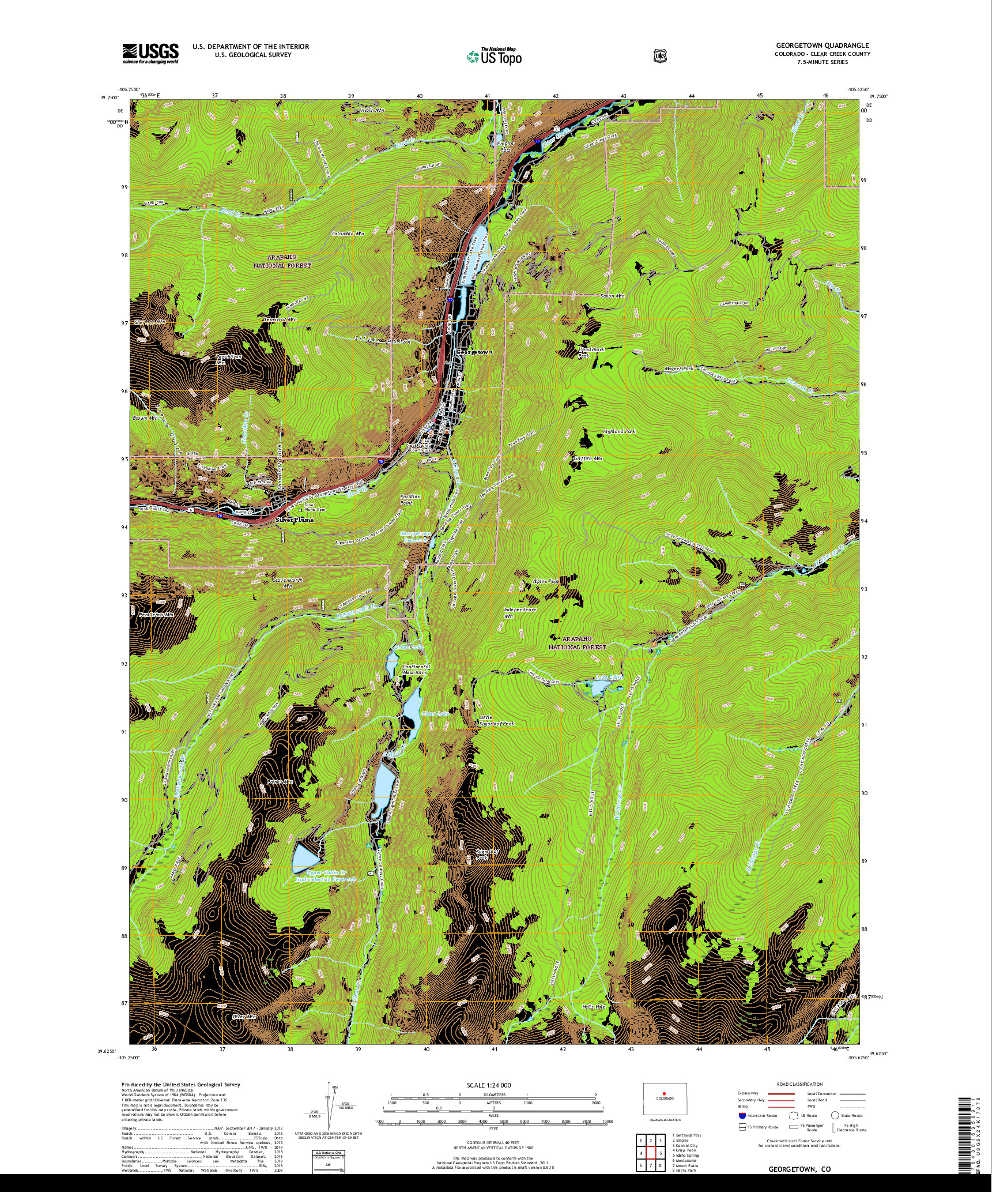 USGS US TOPO 7.5-MINUTE MAP FOR GEORGETOWN, CO 2019