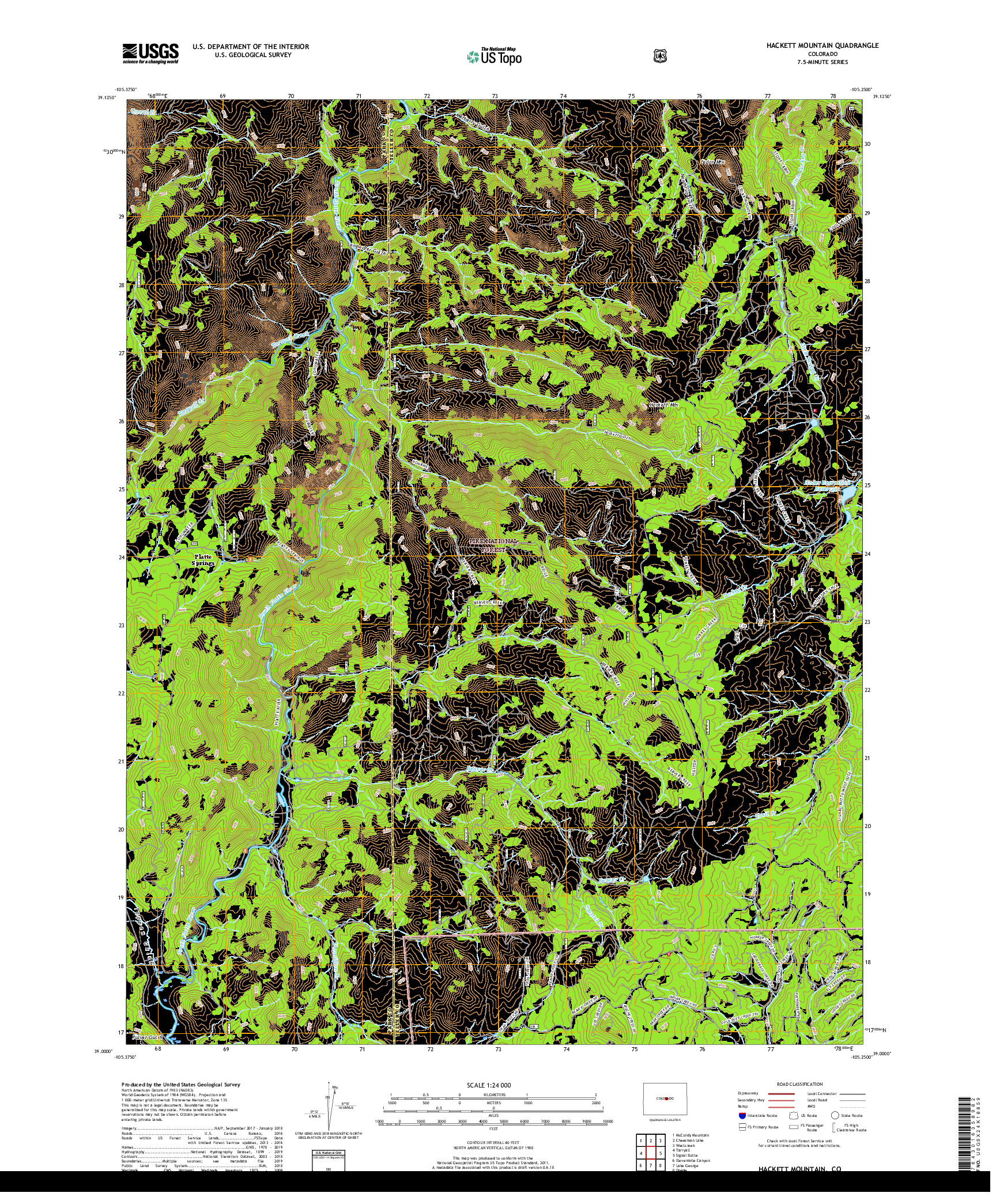 USGS US TOPO 7.5-MINUTE MAP FOR HACKETT MOUNTAIN, CO 2019