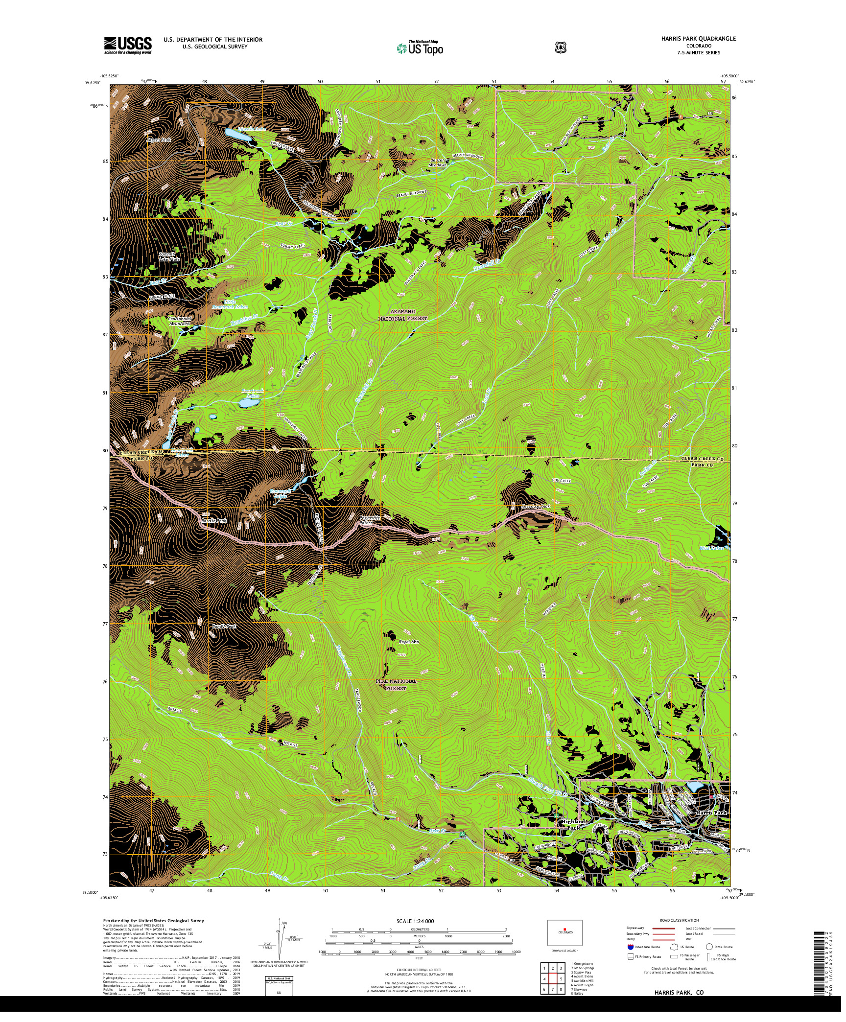 USGS US TOPO 7.5-MINUTE MAP FOR HARRIS PARK, CO 2019