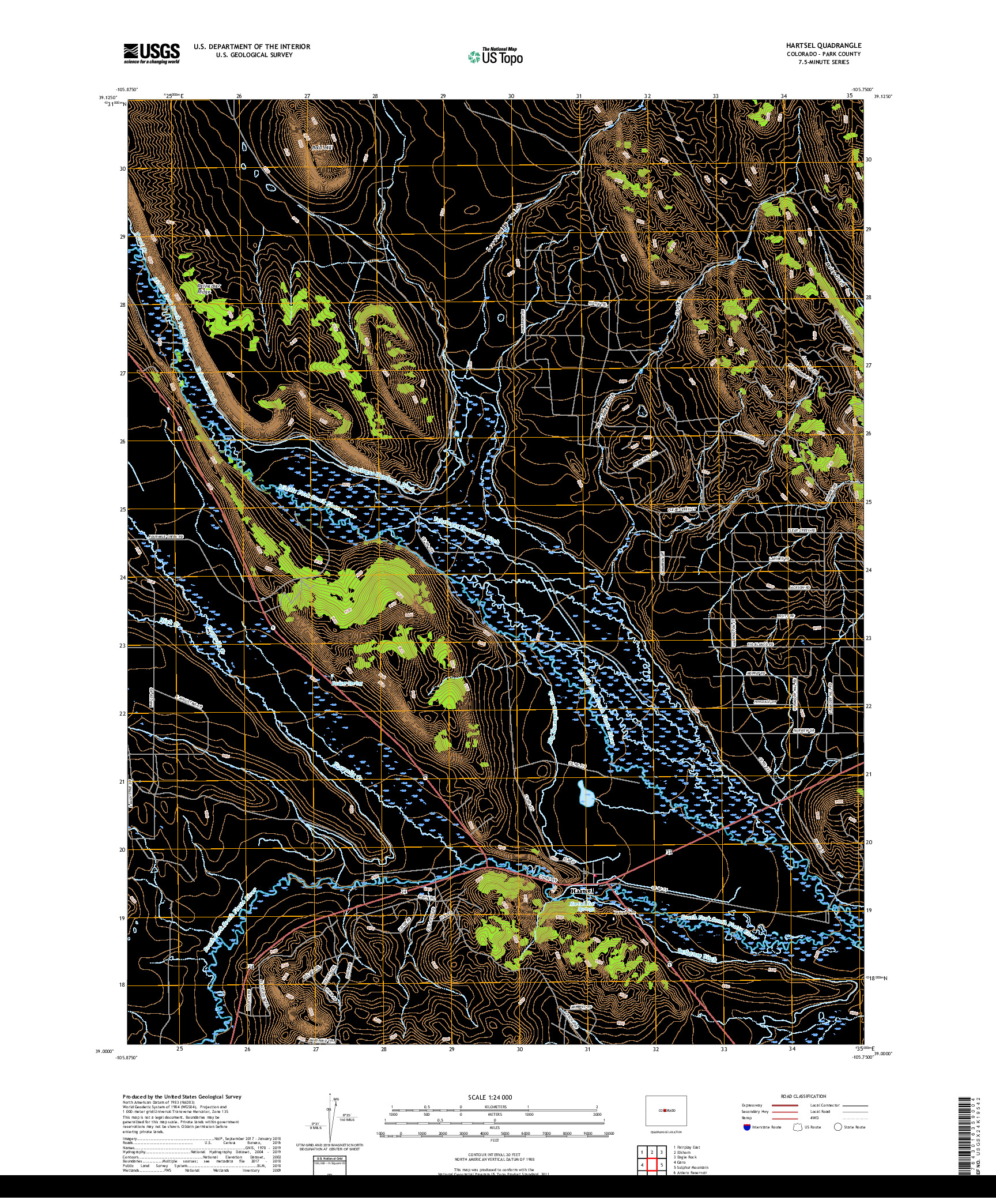 USGS US TOPO 7.5-MINUTE MAP FOR HARTSEL, CO 2019