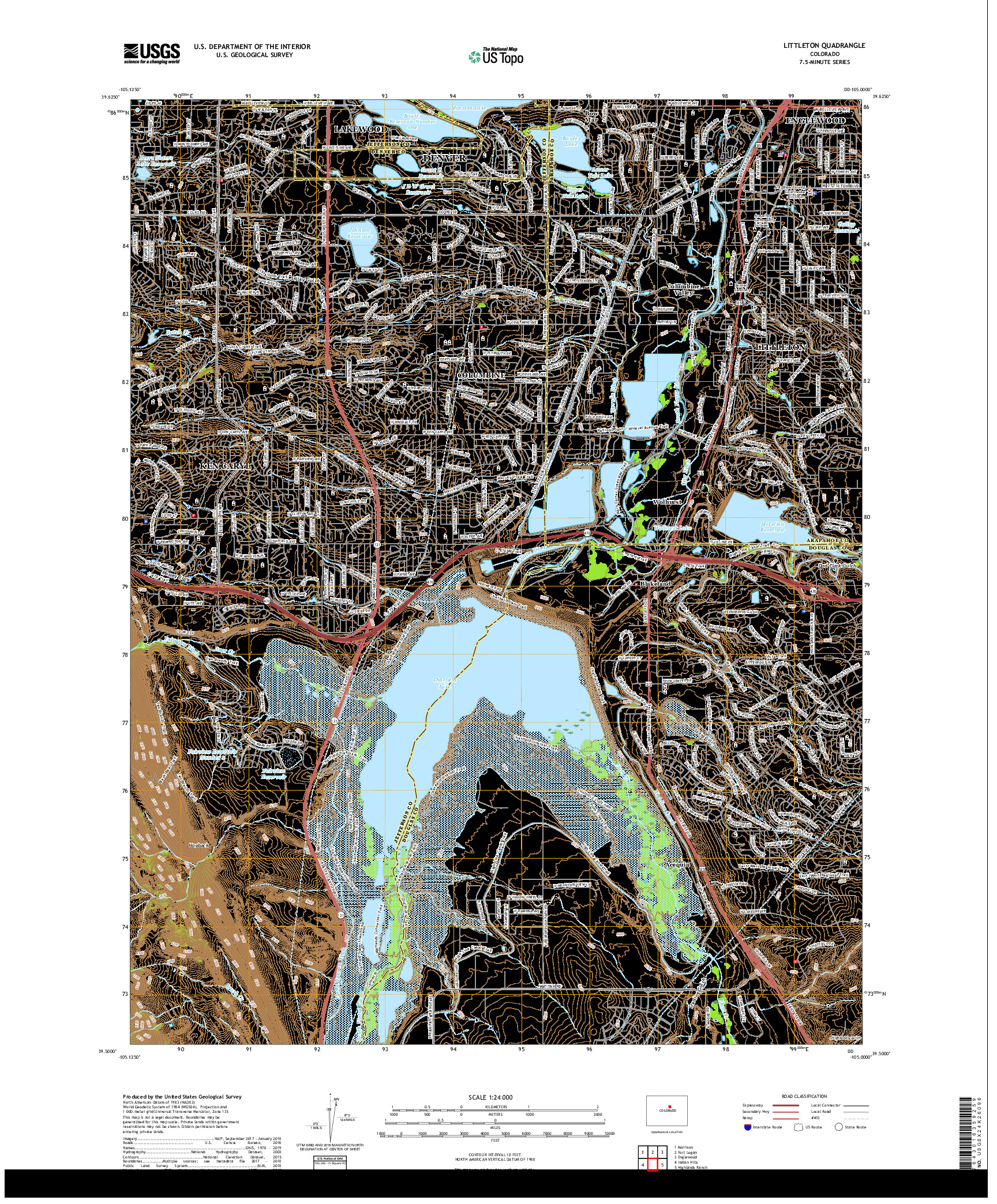 USGS US TOPO 7.5-MINUTE MAP FOR LITTLETON, CO 2019