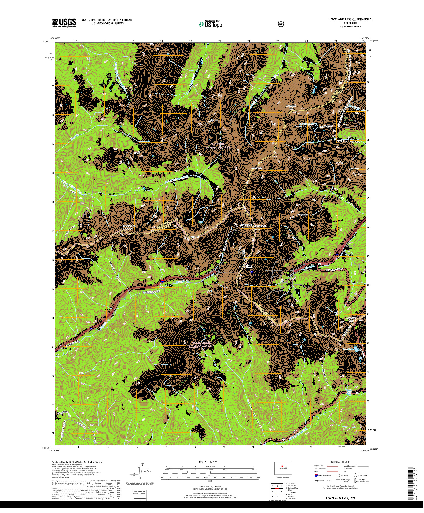 USGS US TOPO 7.5-MINUTE MAP FOR LOVELAND PASS, CO 2019